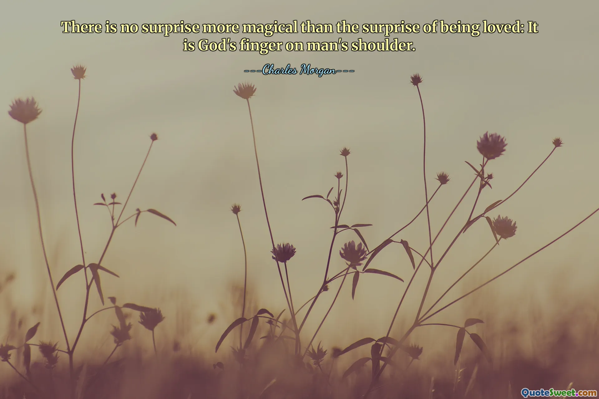 There is no surprise more magical than the surprise of being loved: It is God's finger on man's shoulder.