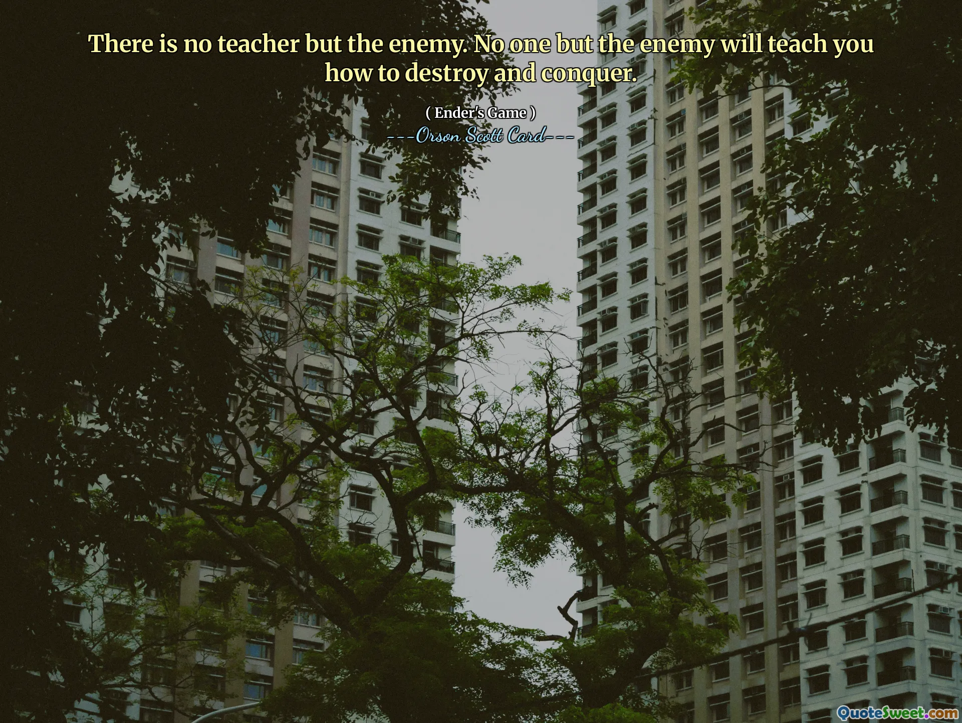 There is no teacher but the enemy. No one but the enemy will teach you how to destroy and conquer.