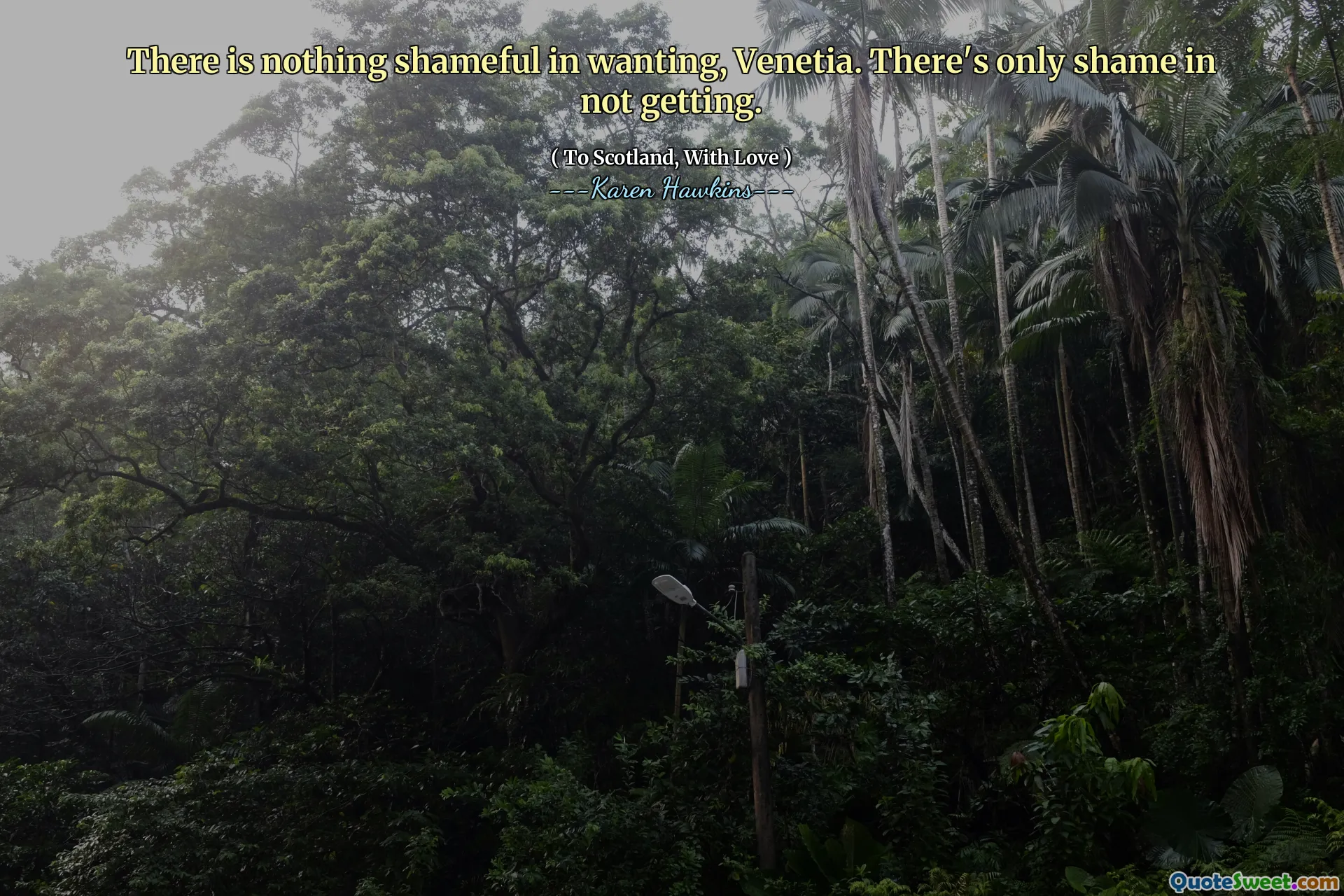 There is nothing shameful in wanting, Venetia. There's only shame in not getting.