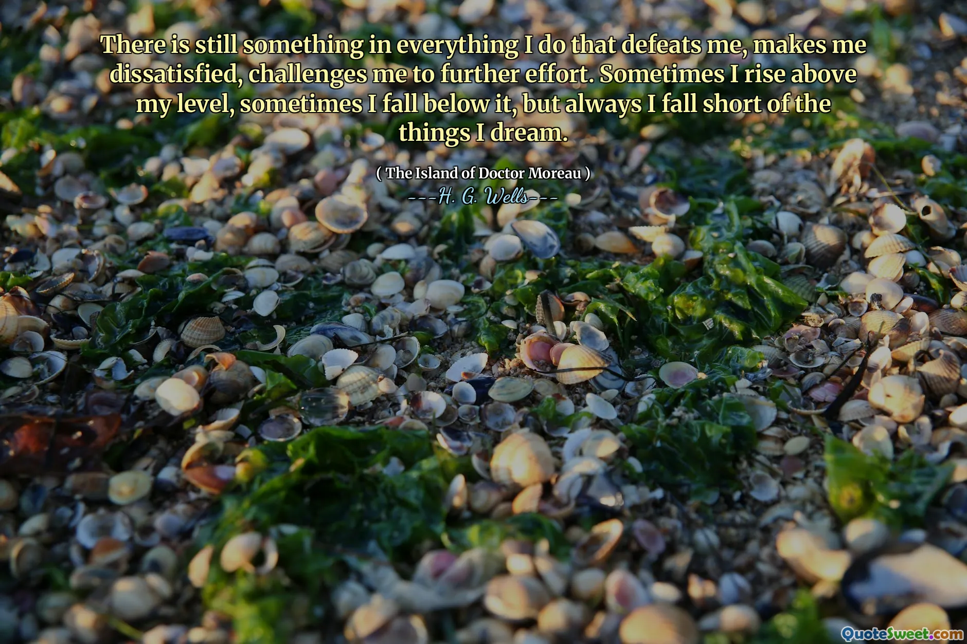 There is still something in everything I do that defeats me, makes me dissatisfied, challenges me to further effort. Sometimes I rise above my level, sometimes I fall below it, but always I fall short of the things I dream.