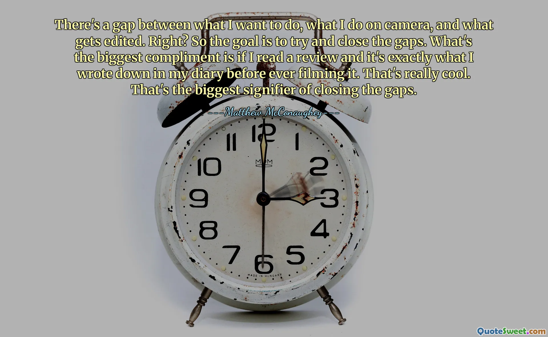 There's a gap between what I want to do, what I do on camera, and what gets edited. Right? So the goal is to try and close the gaps. What's the biggest compliment is if I read a review and it's exactly what I wrote down in my diary before ever filming it. That's really cool. That's the biggest signifier of closing the gaps.