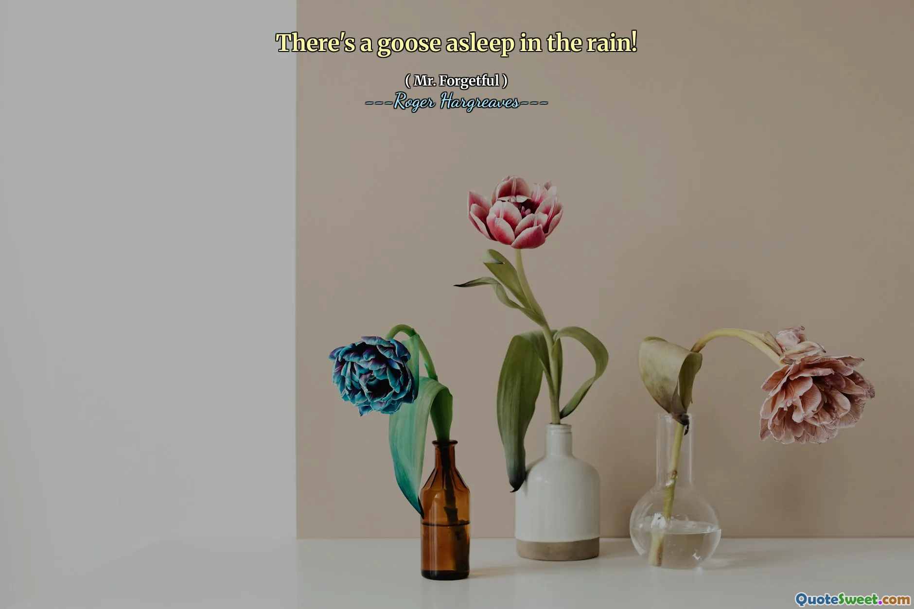 There's a goose asleep in the rain!