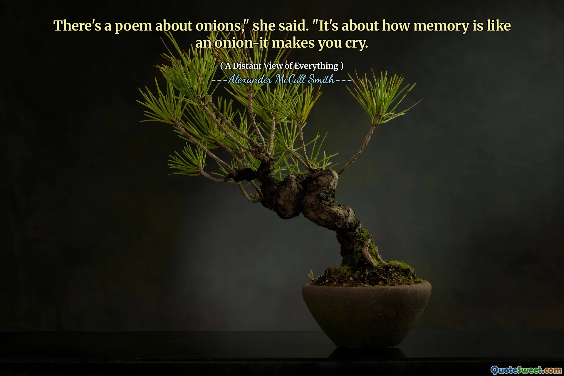 There's a poem about onions," she said. "It's about how memory is like an onion-it makes you cry.