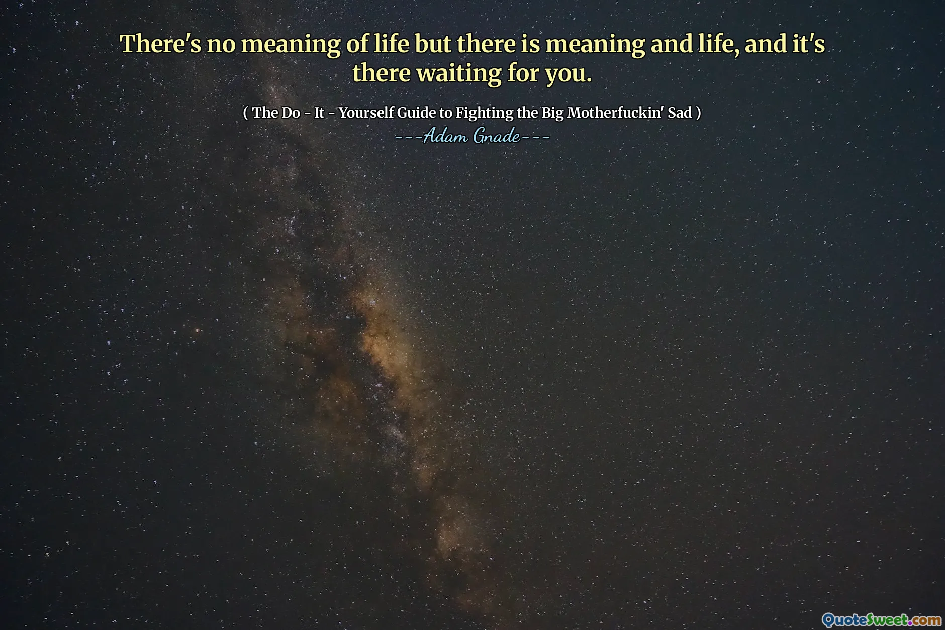 There's no meaning of life but there is meaning and life, and it's there waiting for you.