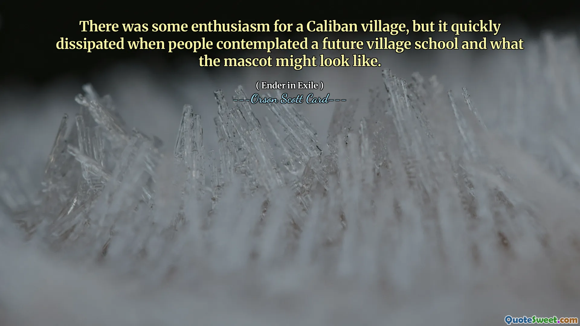 Det var en del entusiasme for en Caliban-landsby, men den forsvant raskt når folk tenkte på en fremtidig landsbyskole og hvordan maskoten kunne se ut.