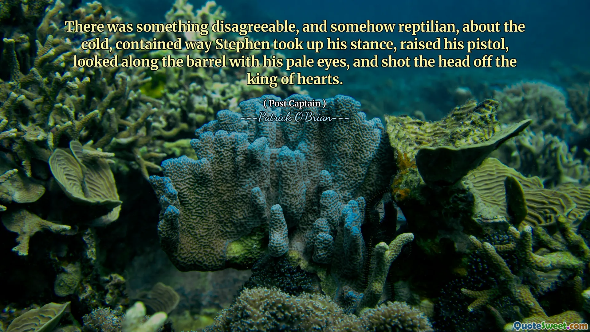 There was something disagreeable, and somehow reptilian, about the cold, contained way Stephen took up his stance, raised his pistol, looked along the barrel with his pale eyes, and shot the head off the king of hearts.