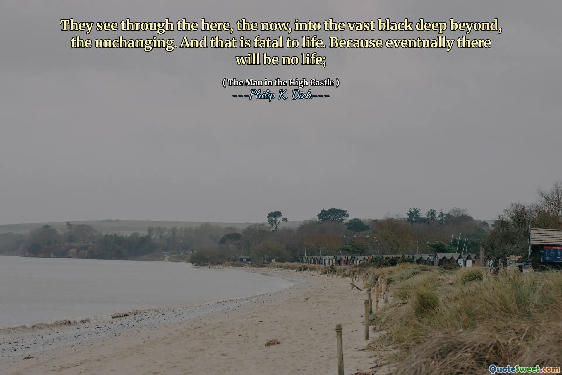 They see through the here, the now, into the vast black deep beyond, the unchanging. And that is fatal to life. Because eventually there will be no life;