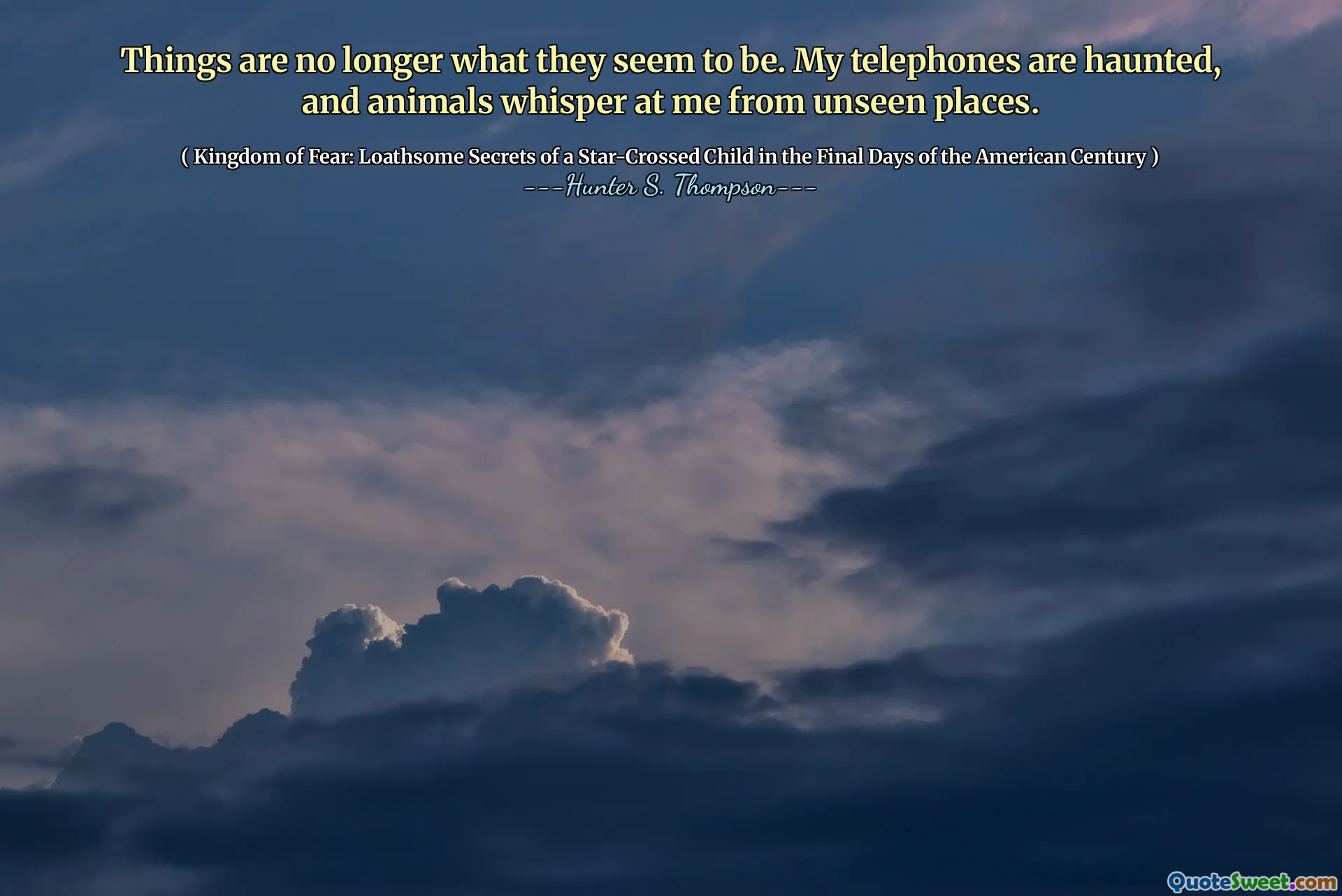 事情不再是它们的样子。我的电话是鬼屋，动物从看不见的地方对我小声说。