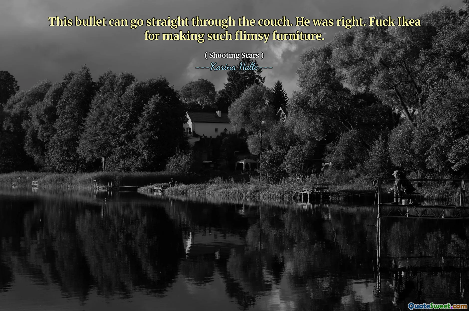 This bullet can go straight through the couch. He was right. Fuck Ikea for making such flimsy furniture.