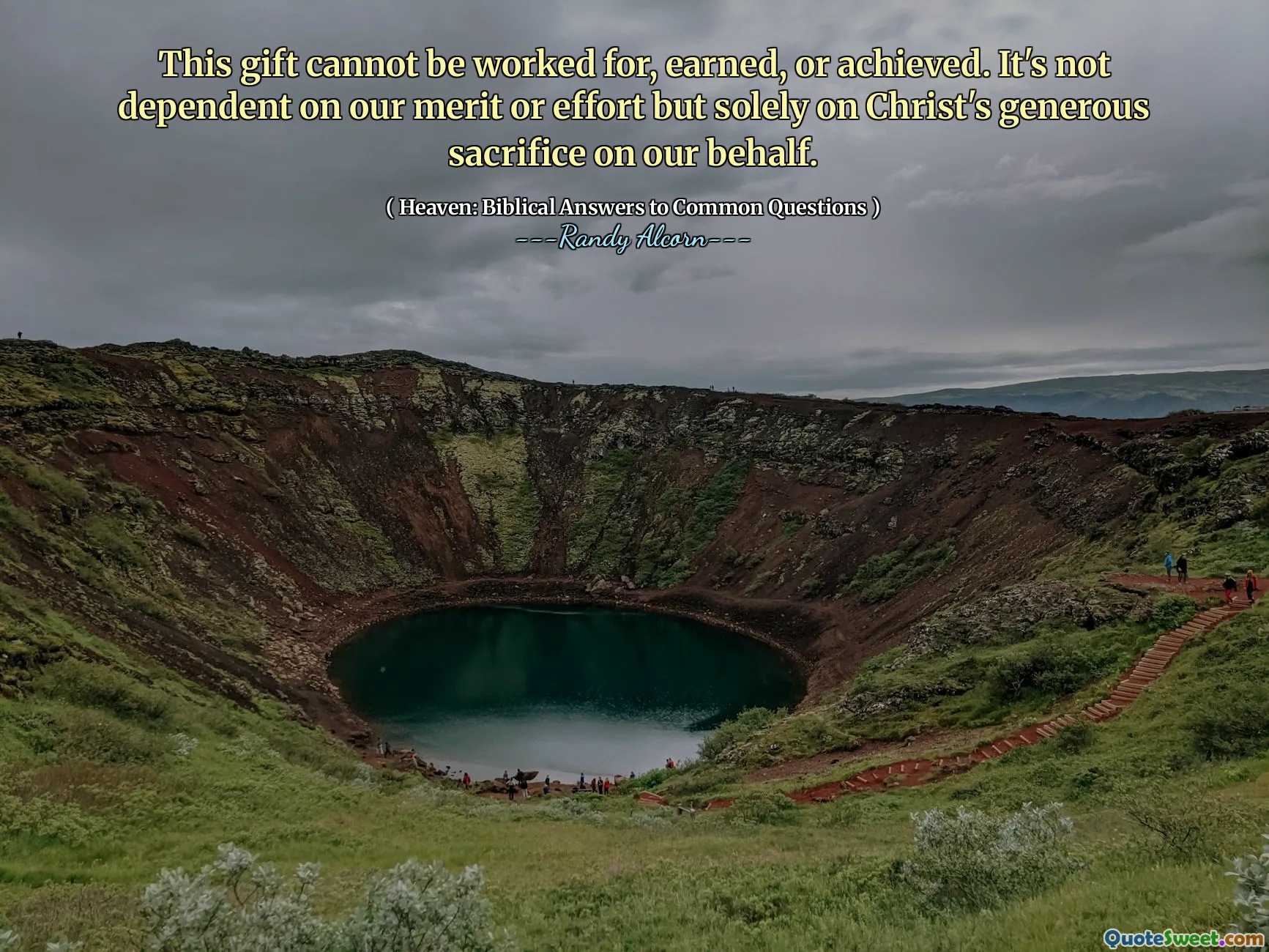 Этот подарок не может быть обработан, заработан или достигнут. Это зависит не от наших заслуг или усилий, а исключительно от щедрой жертвы Христа от нашего имени.