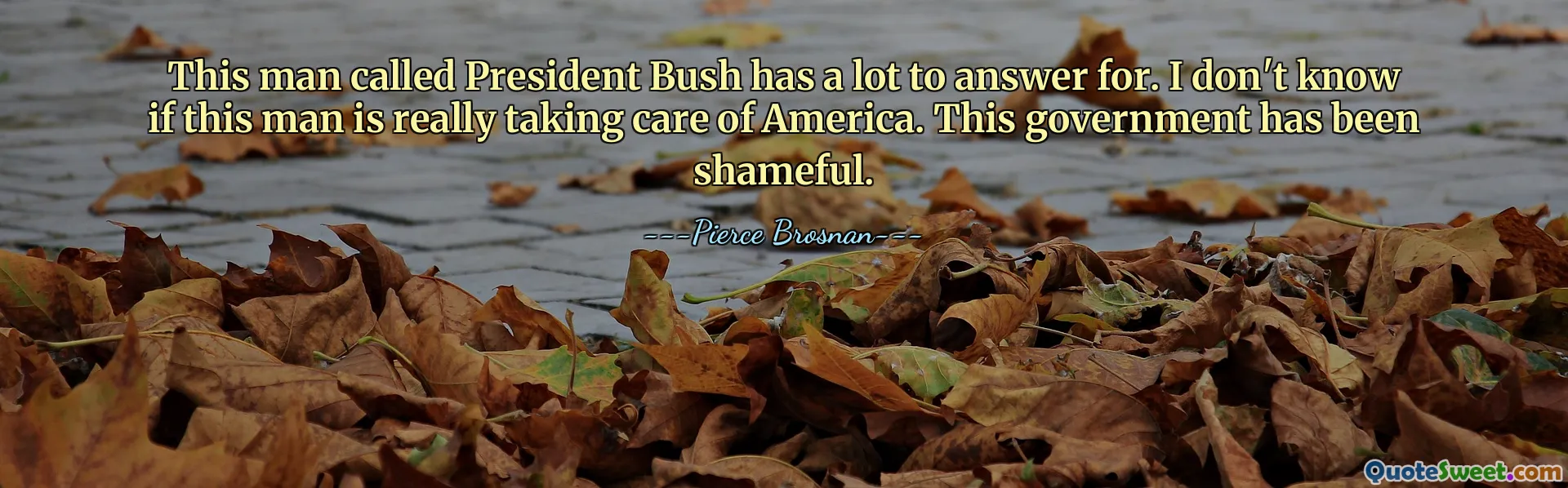 This man called President Bush has a lot to answer for. I don't know if this man is really taking care of America. This government has been shameful.