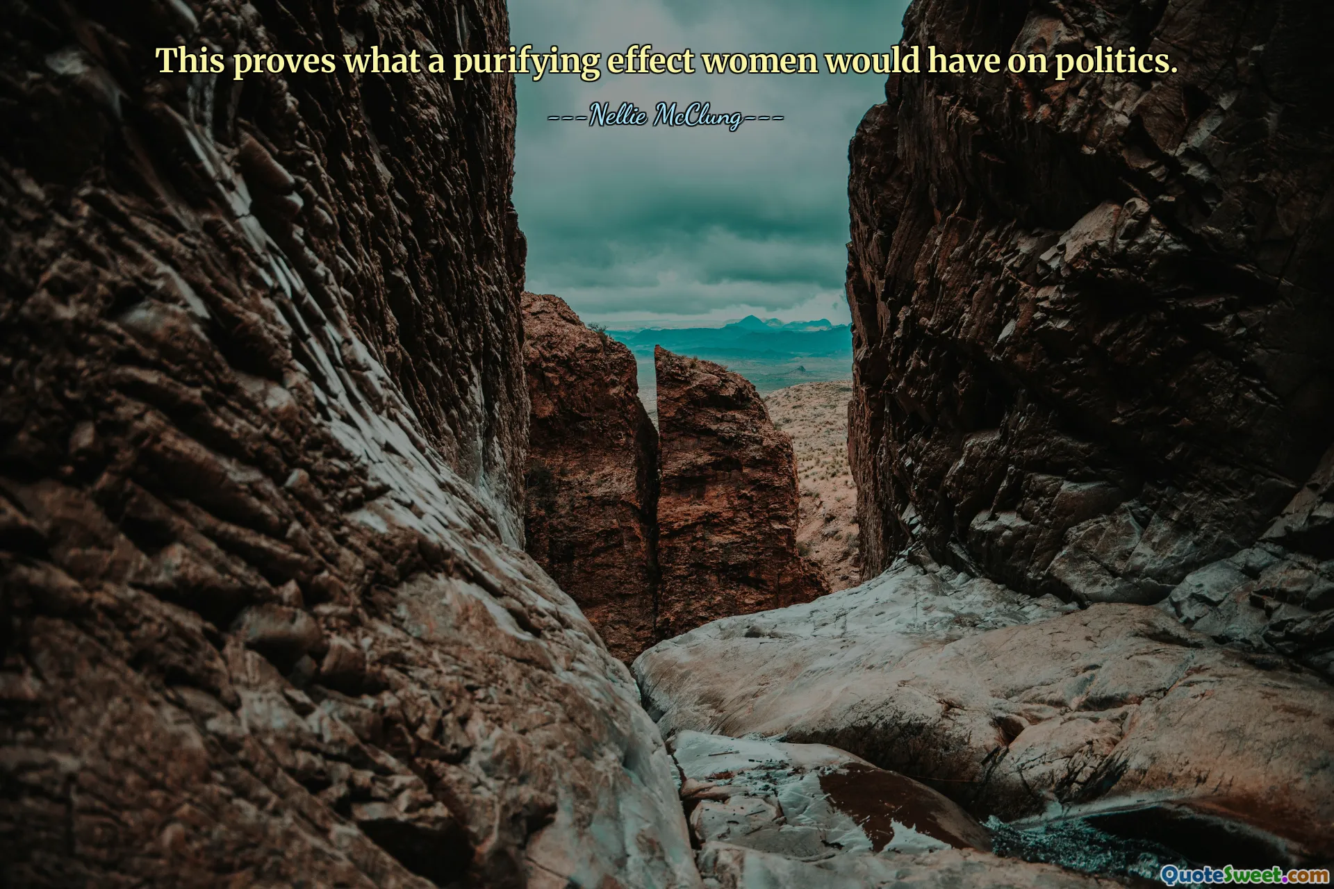 This proves what a purifying effect women would have on politics.