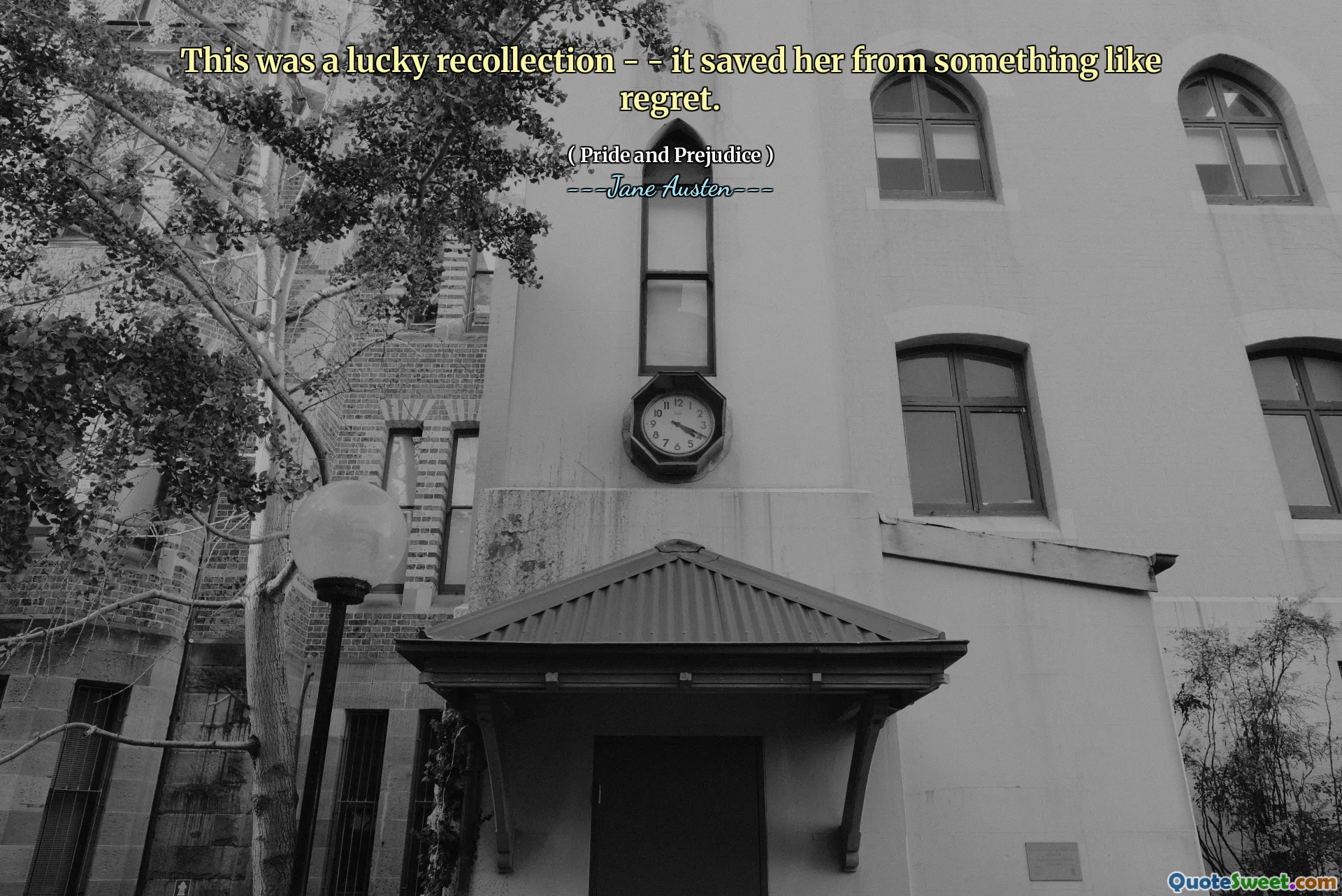 This was a lucky recollection - - it saved her from something like regret.