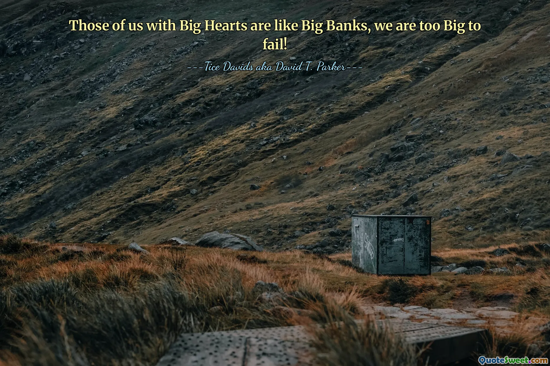 Those of us with Big Hearts are like Big Banks, we are too Big to fail!