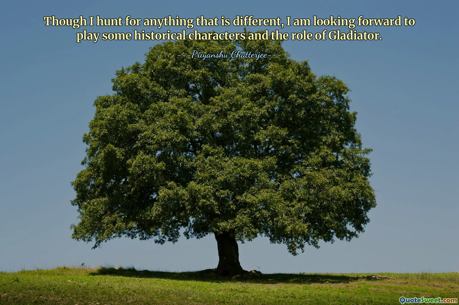 Though I hunt for anything that is different, I am looking forward to play some historical characters and the role of Gladiator.