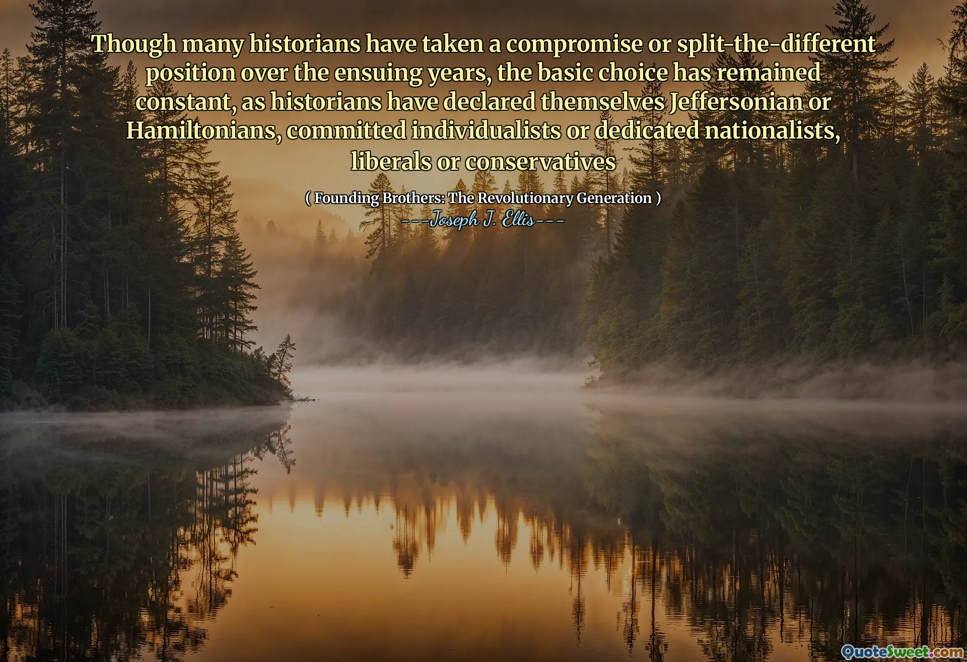 尽管许多历史学家在随后的几年中都采取了妥协或分裂的立场，但由于历史学家宣布自己是杰斐逊主义者或哈密顿人，忠诚的个人主义者或奉献的民族主义，自由主义者，自由主义者或保守派，基本选择一直保持不变。
