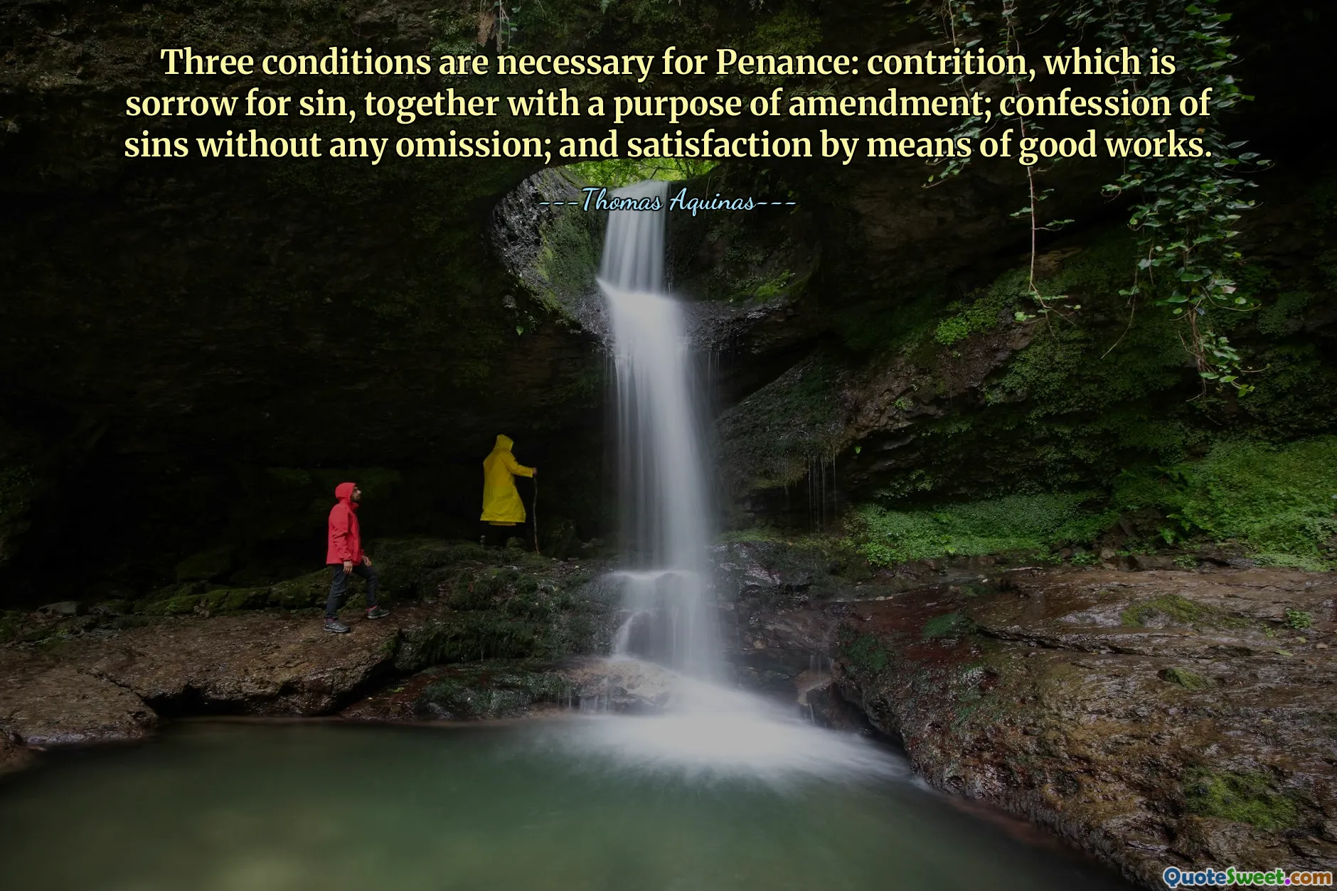 Three conditions are necessary for Penance: contrition, which is sorrow for sin, together with a purpose of amendment; confession of sins without any omission; and satisfaction by means of good works.