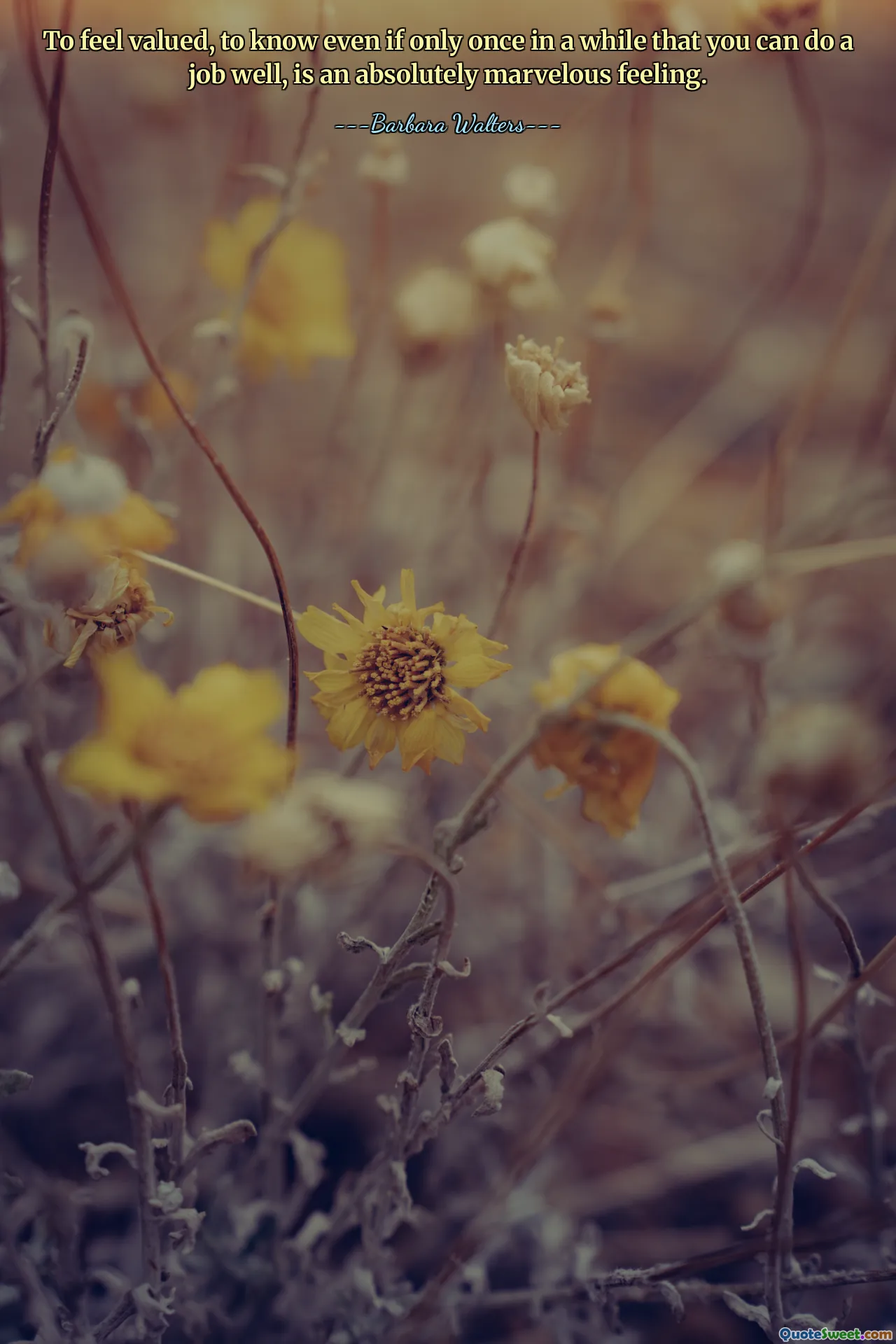 To feel valued, to know even if only once in a while that you can do a job well, is an absolutely marvelous feeling.