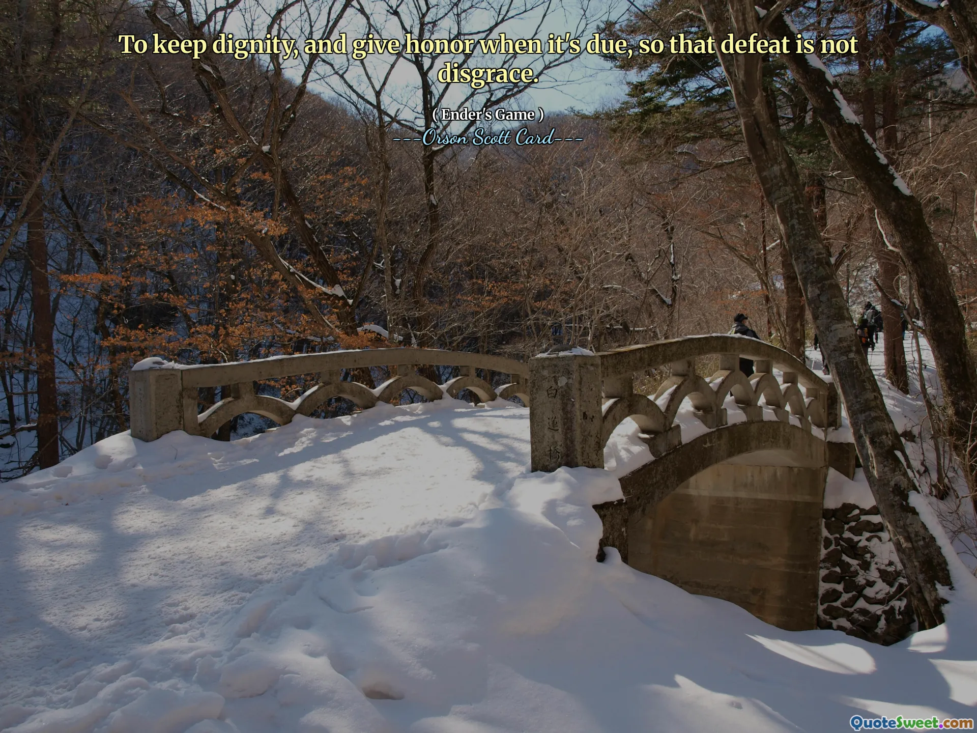 To keep dignity, and give honor when it's due, so that defeat is not disgrace.