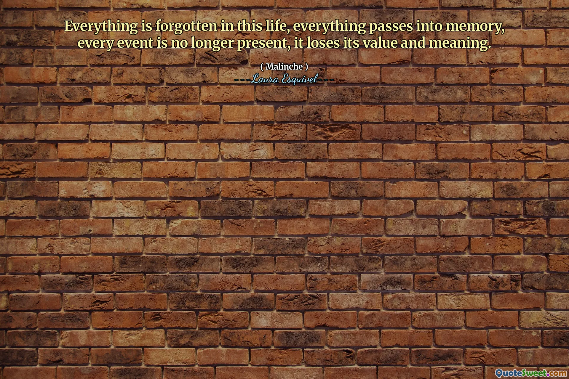 ყველაფერი დავიწყებულია ამ ცხოვრებაში, ყველაფერი გადადის მეხსიერებაში, ყველა მოვლენა აღარ არის წარმოდგენილი, ის კარგავს თავის ღირებულებას და მნიშვნელობას.