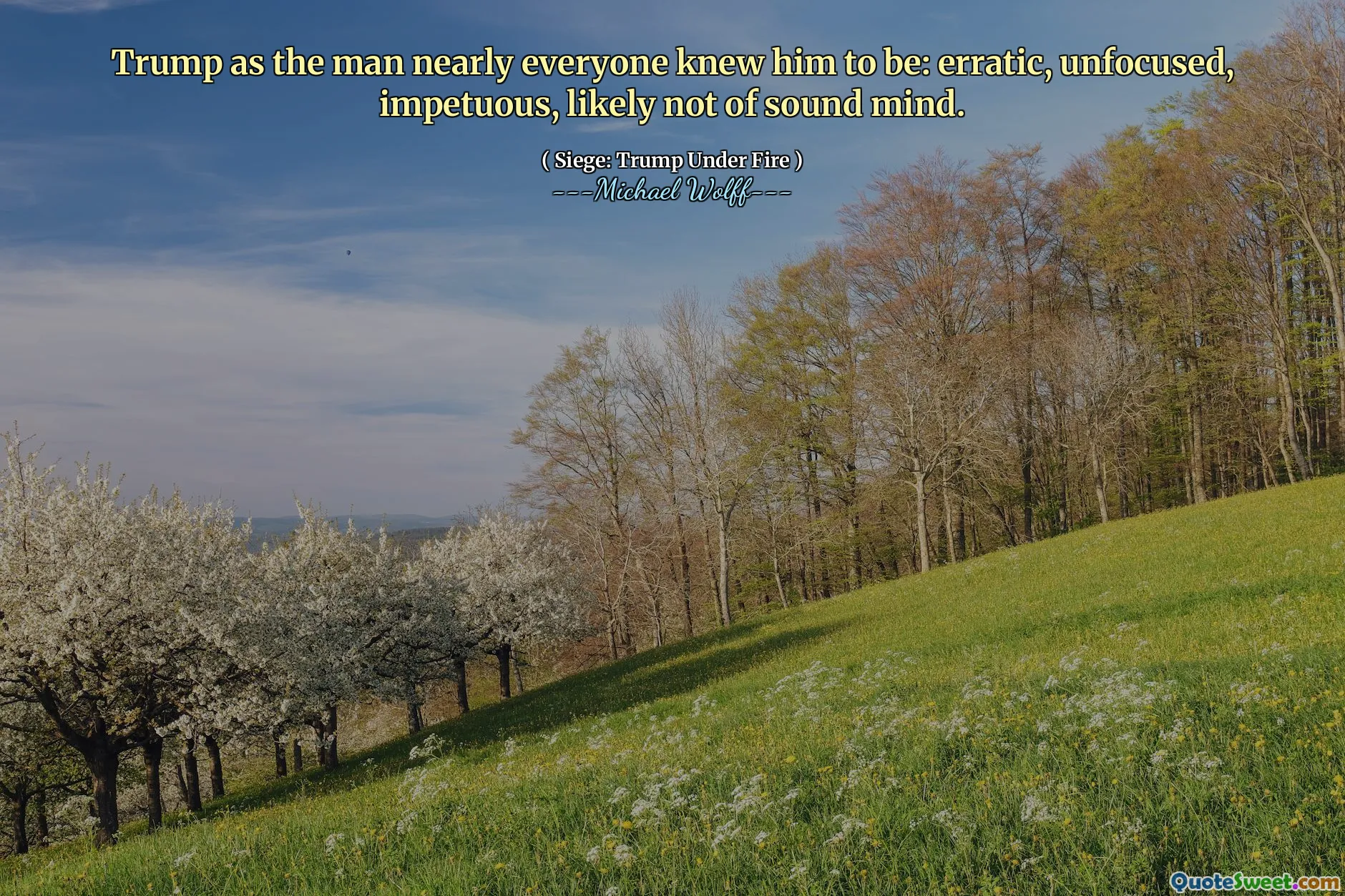 Trump as the man nearly everyone knew him to be: erratic, unfocused, impetuous, likely not of sound mind.