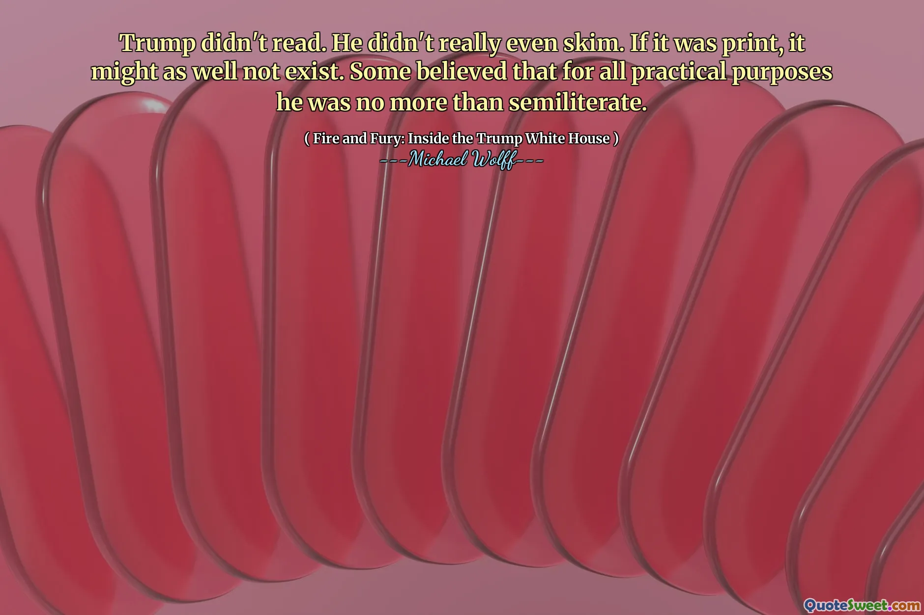 Trump didn't read. He didn't really even skim. If it was print, it might as well not exist. Some believed that for all practical purposes he was no more than semiliterate.
