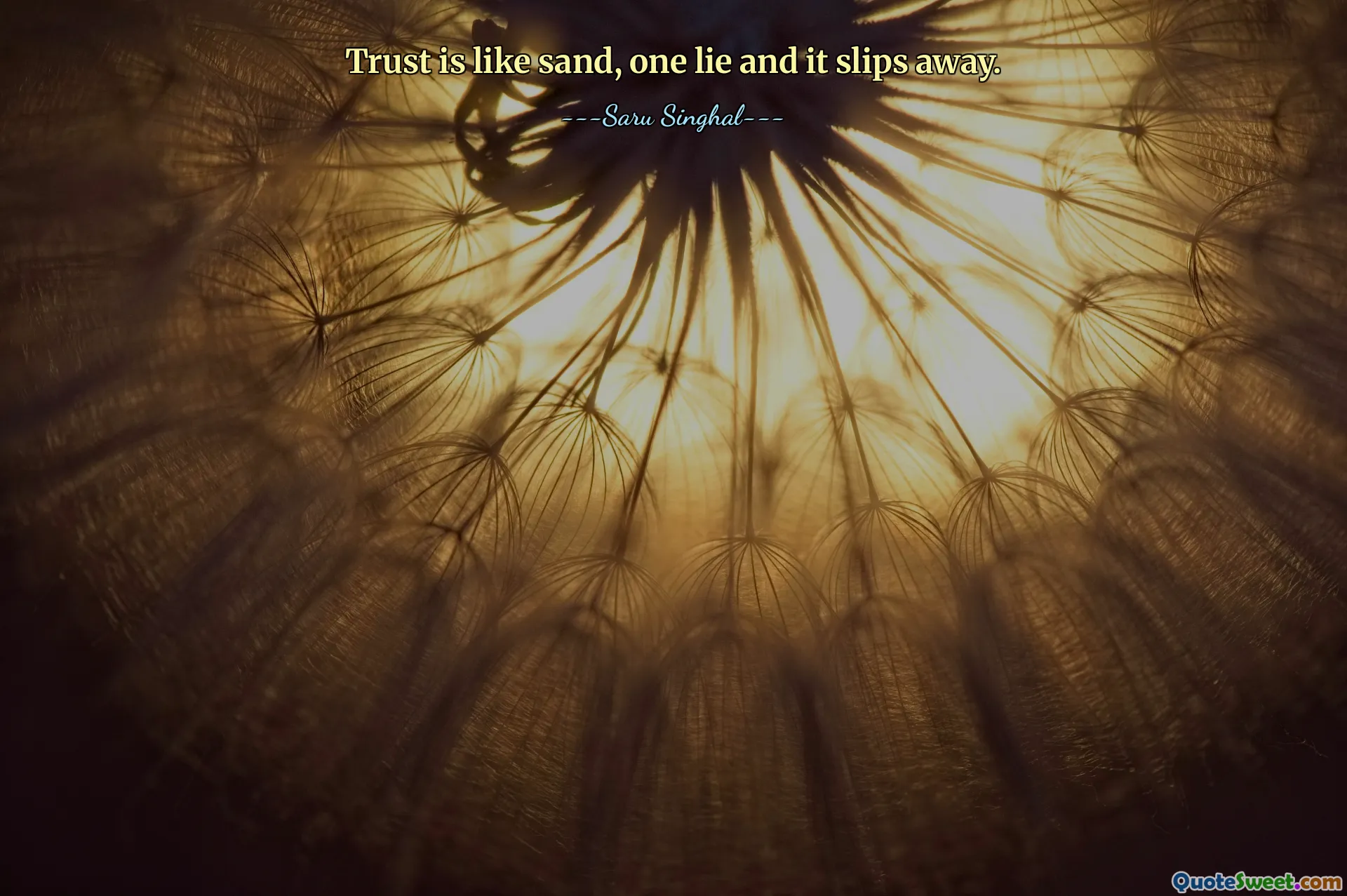 Trust is like sand, one lie and it slips away.