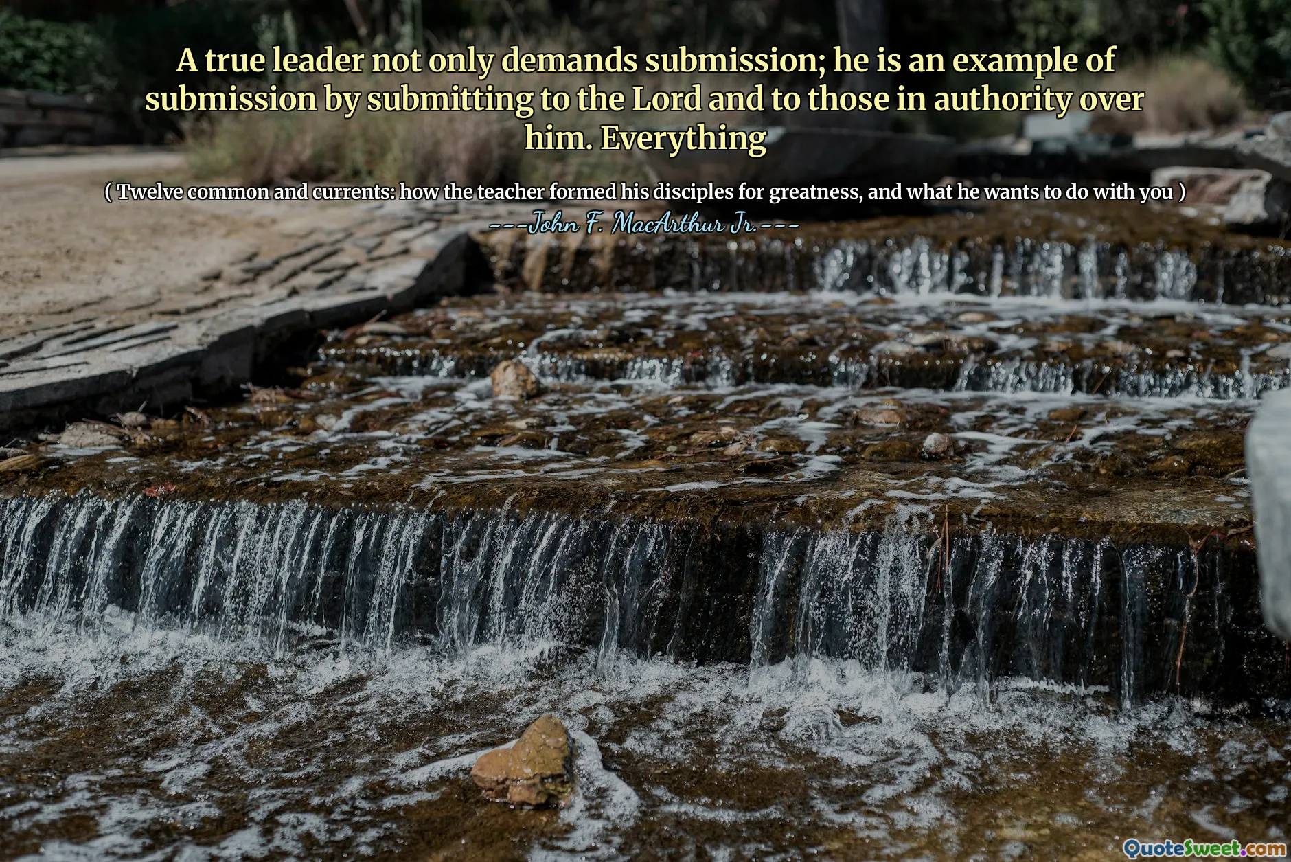 A true leader not only demands submission; he is an example of submission by submitting to the Lord and to those in authority over him. Everything