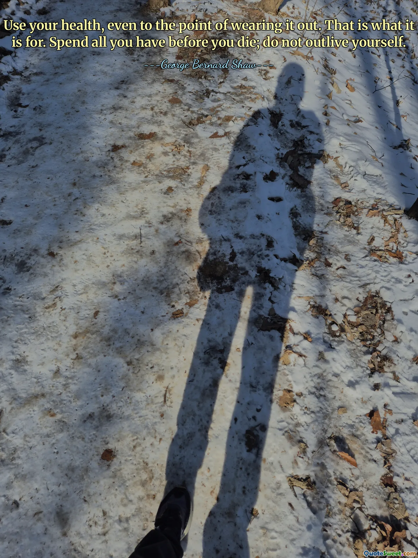 Используйте свое здоровье, вплоть до его изнеможения. Вот для чего это нужно. Потратьте все, что у вас есть, прежде чем умереть; не пережить себя.