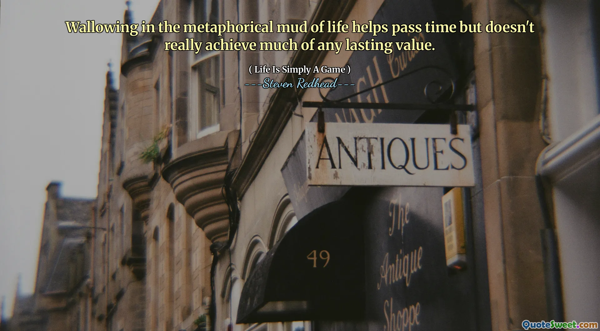 Wallowing in the metaphorical mud of life helps pass time but doesn't really achieve much of any lasting value.