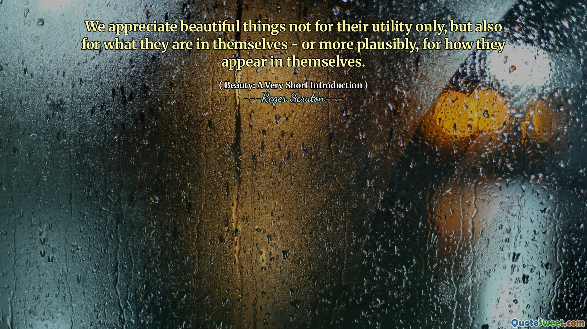 We appreciate beautiful things not for their utility only, but also for what they are in themselves - or more plausibly, for how they appear in themselves.