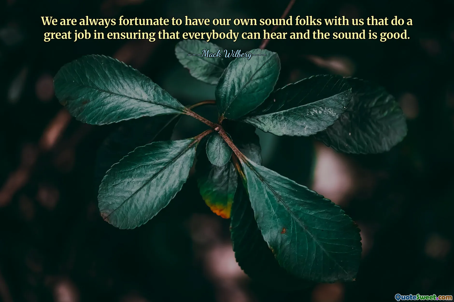 We are always fortunate to have our own sound folks with us that do a great job in ensuring that everybody can hear and the sound is good.