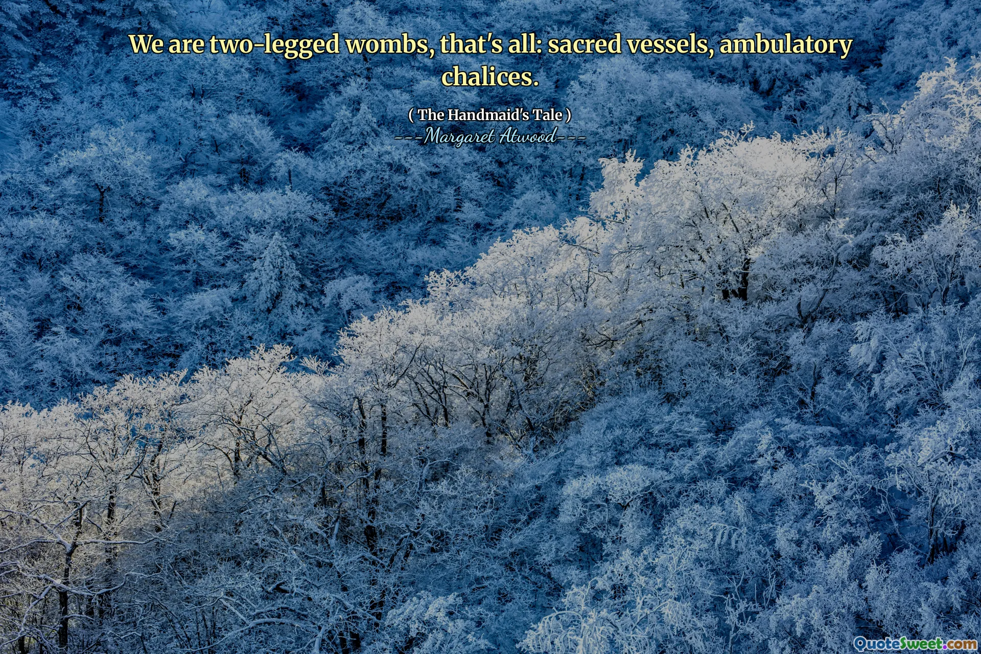 We are two-legged wombs, that's all: sacred vessels, ambulatory chalices.