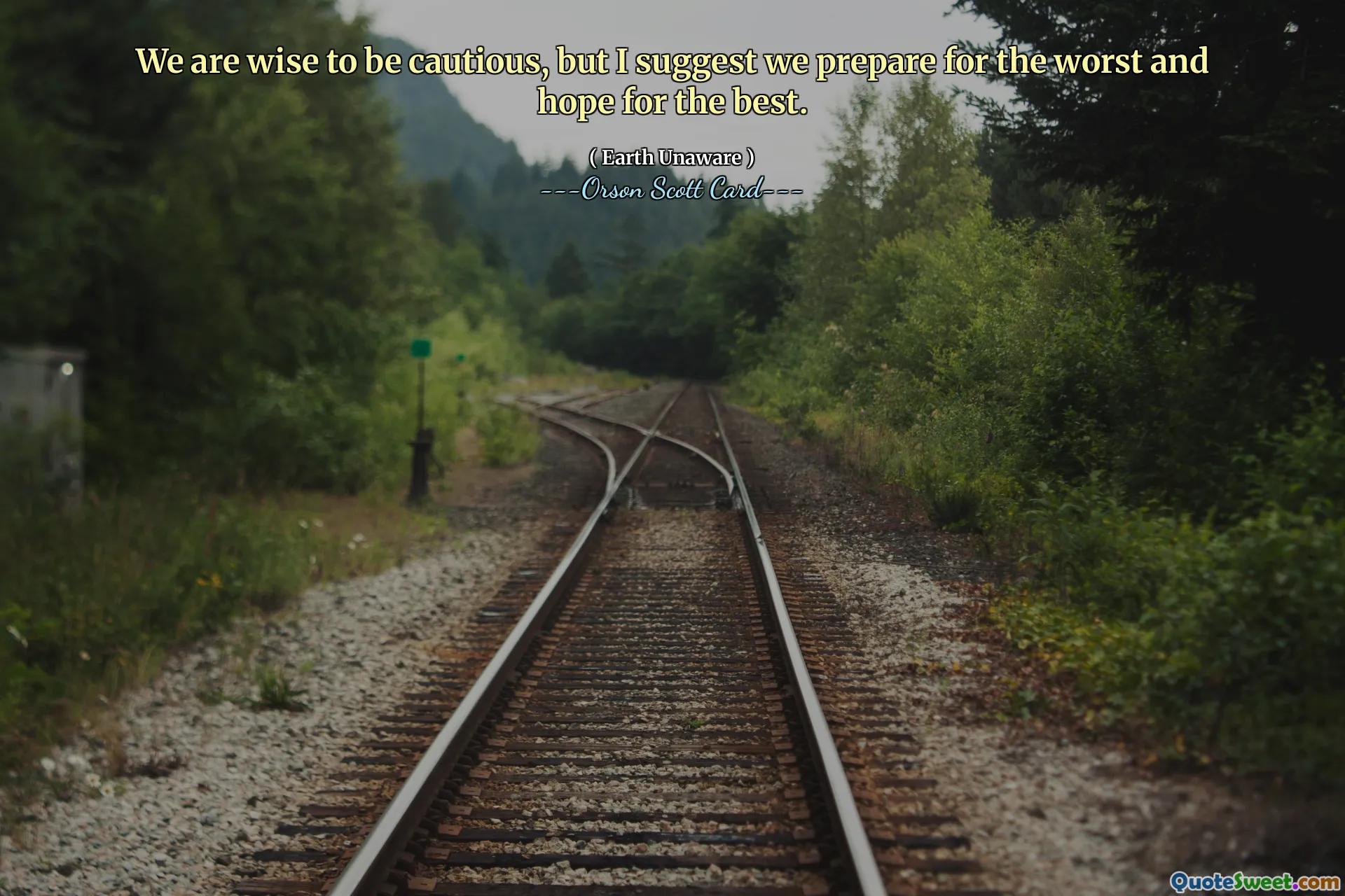 We are wise to be cautious, but I suggest we prepare for the worst and hope for the best.