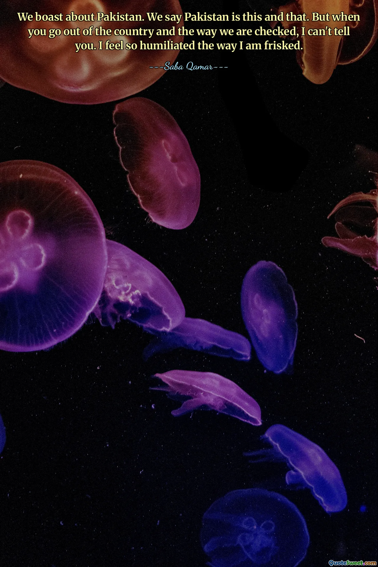 We boast about Pakistan. We say Pakistan is this and that. But when you go out of the country and the way we are checked, I can't tell you. I feel so humiliated the way I am frisked.