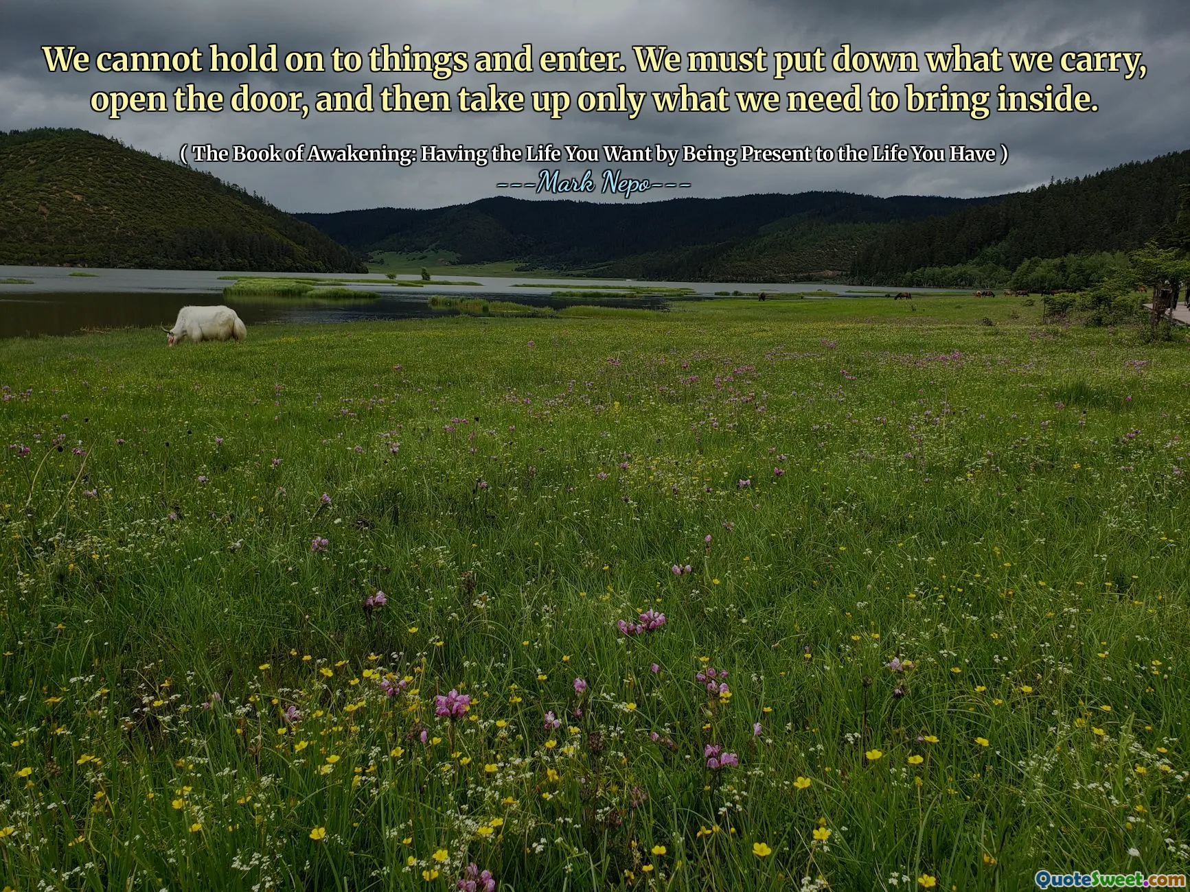 Vi kan inte hålla fast vid saker och gå in. Vi måste lägga ner det vi bär, öppna dörren och sedan ta upp det vi behöver för att ta in.