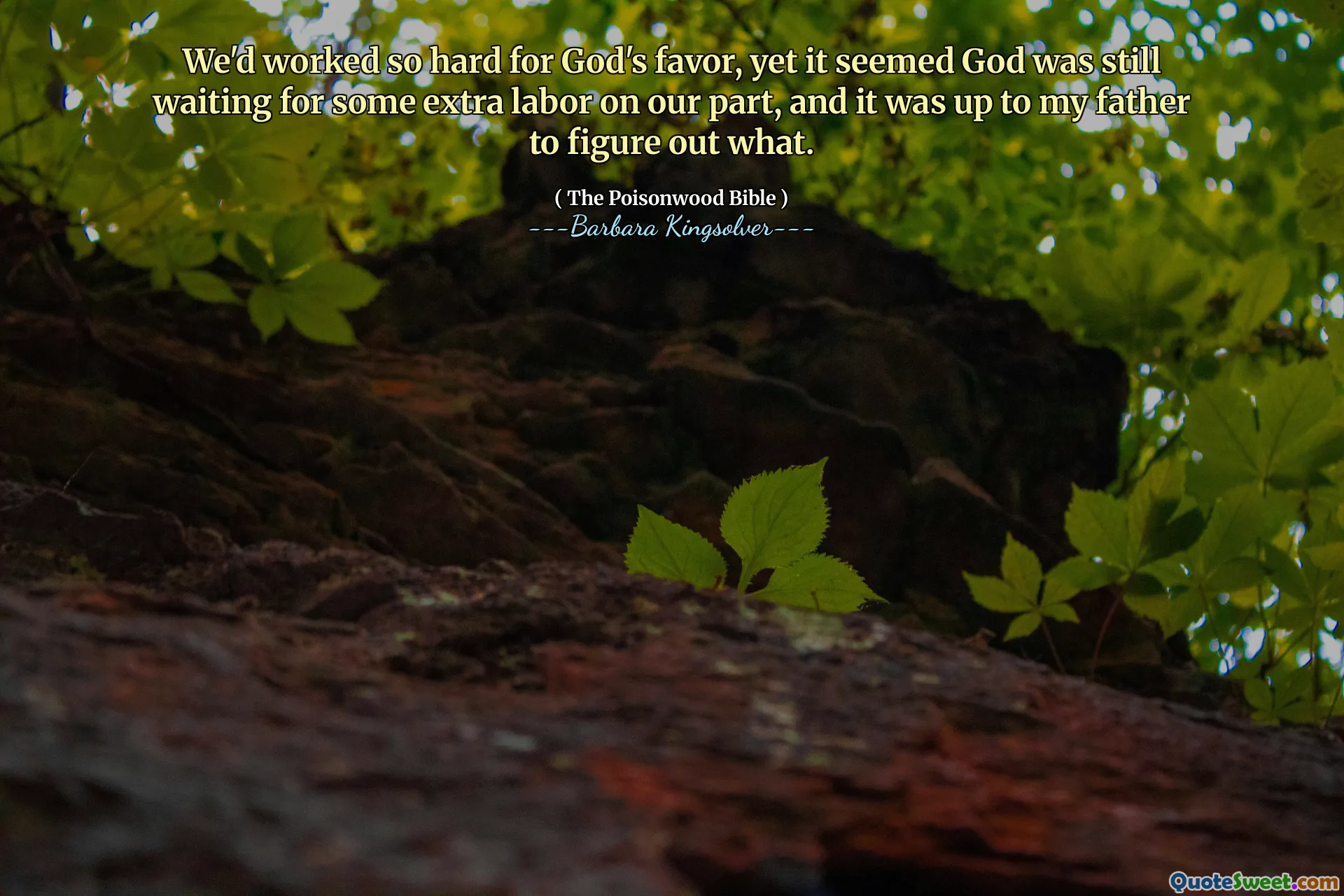 우리는 하나님의 호의를 위해 열심히 일했지만, 하나님께서는 여전히 우리의 여분의 여분의 노동을 기다리고있는 것처럼 보였고, 무엇을 알아내는 것은 아버지에게 달려있었습니다.