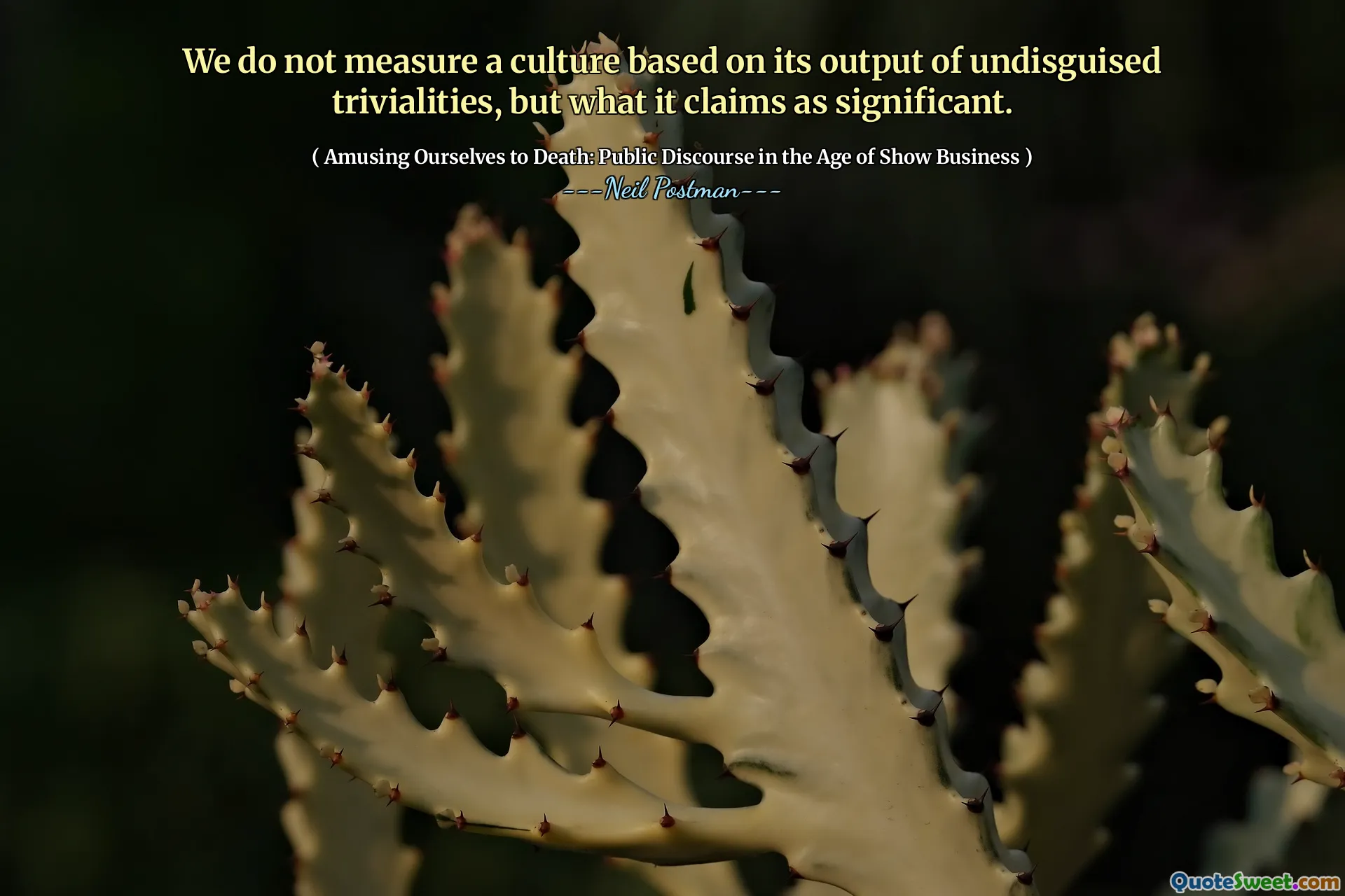 हम अविवाहित तुच्छता के अपने उत्पादन के आधार पर एक संस्कृति को नहीं मापते हैं, लेकिन यह महत्वपूर्ण के रूप में क्या दावा करता है।