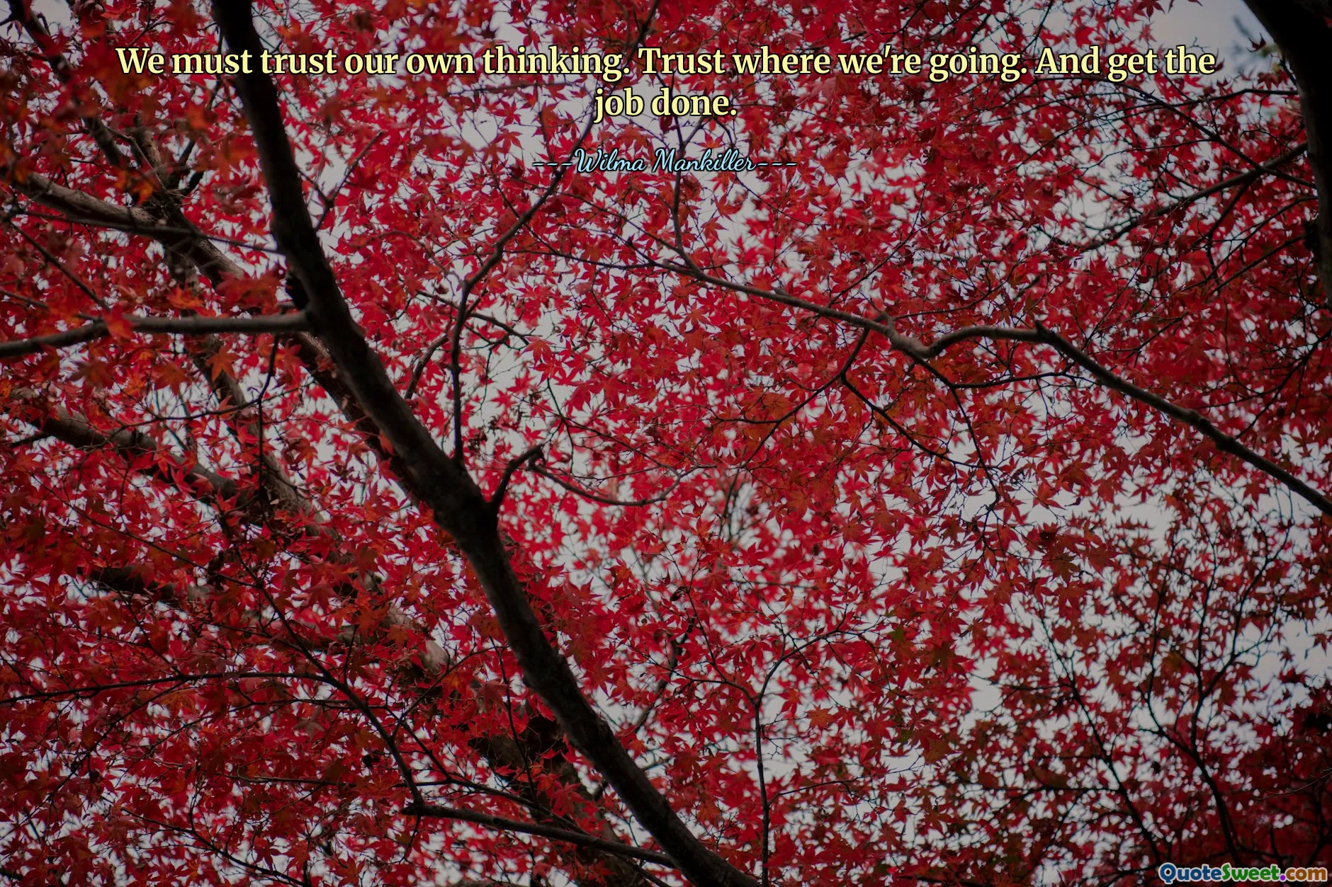 Wir müssen unserem eigenen Denken vertrauen. Vertrauen Sie, wohin wir gehen. Und erledigen Sie die Arbeit.