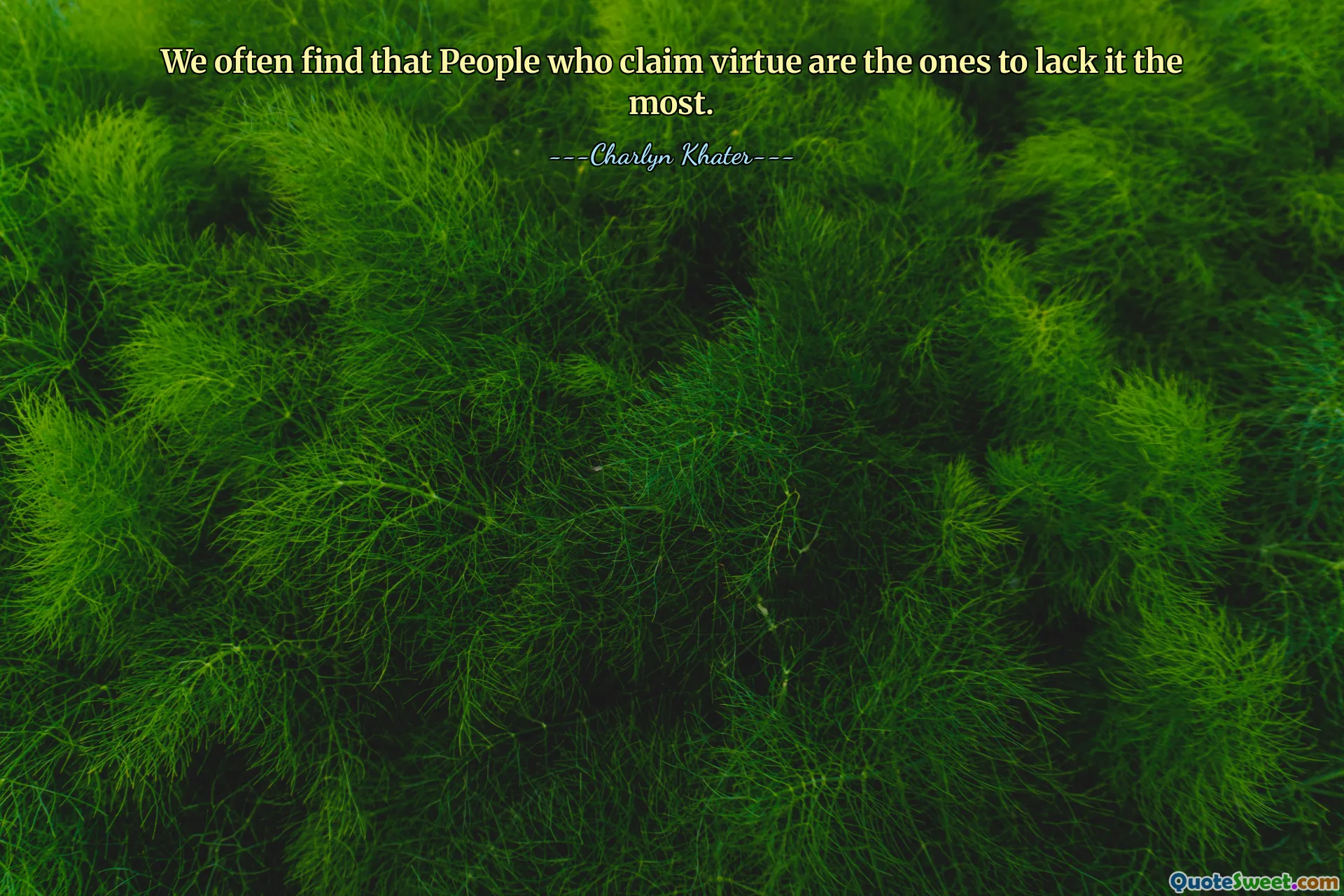 We often find that People who claim virtue are the ones to lack it the most.