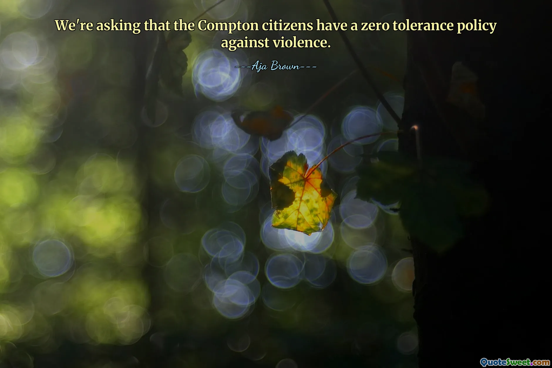 We're asking that the Compton citizens have a zero tolerance policy against violence.