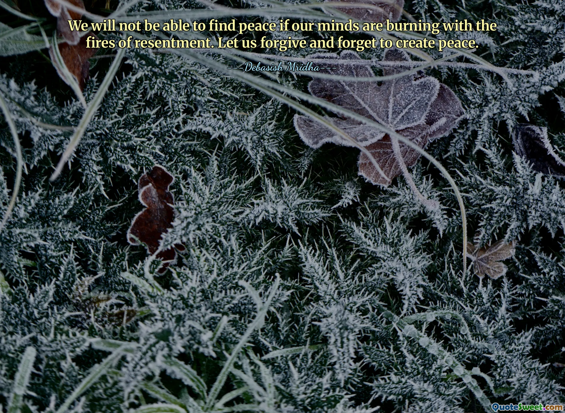 We will not be able to find peace if our minds are burning with the fires of resentment. Let us forgive and forget to create peace.
