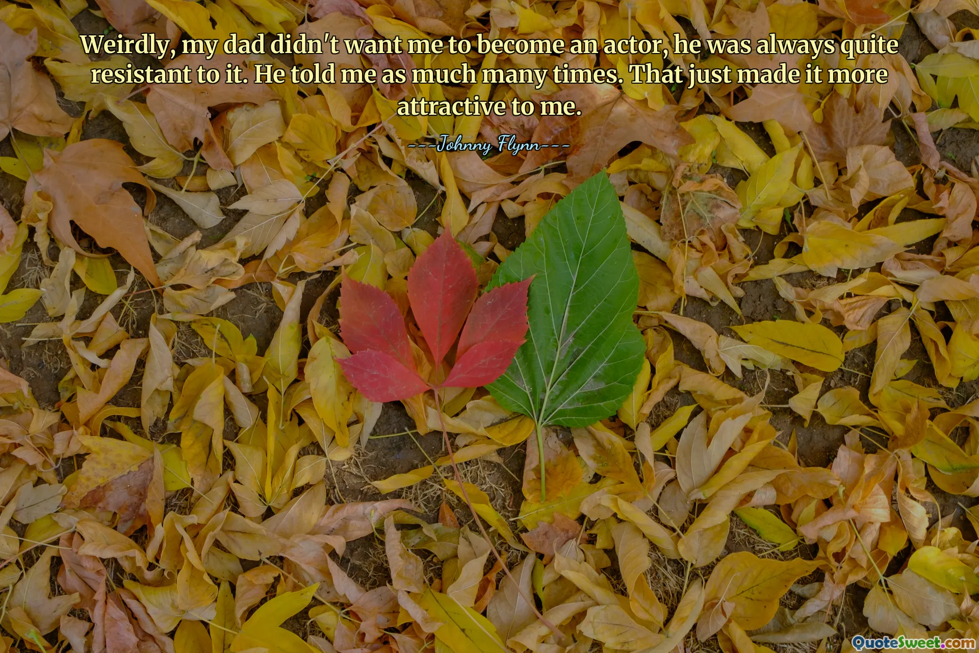Weirdly, my dad didn't want me to become an actor, he was always quite resistant to it. He told me as much many times. That just made it more attractive to me.