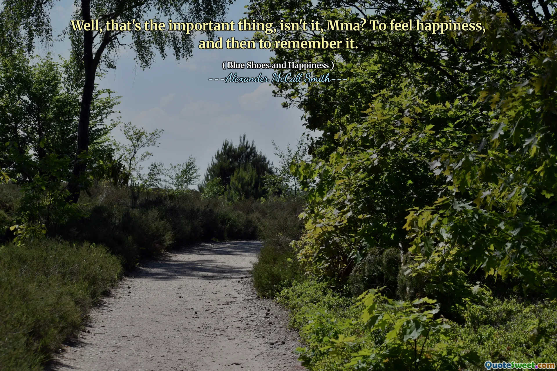 Ei bine, asta este important, nu, MMA? Să simți fericirea și apoi să -ți amintești.