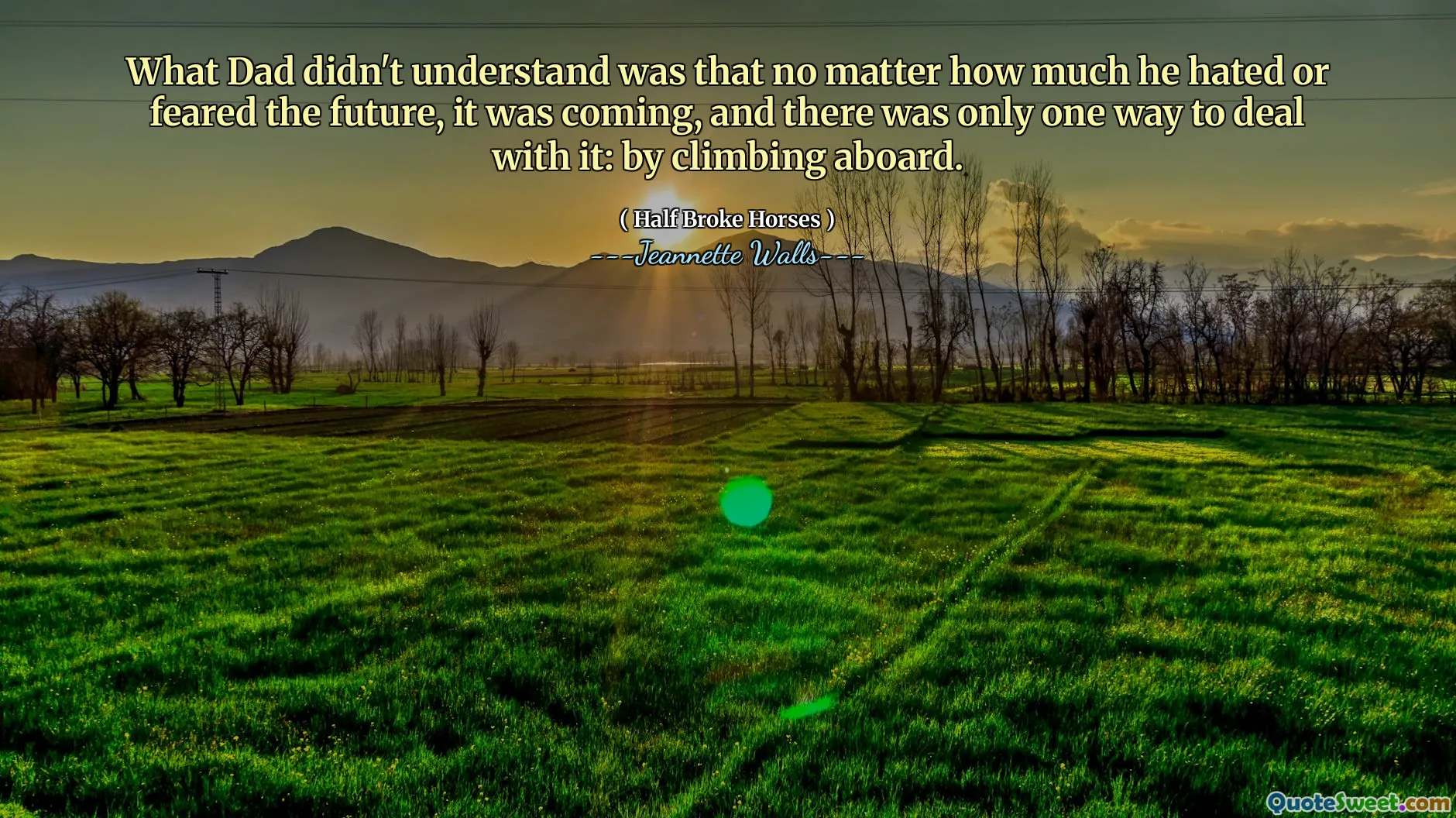 お父さんが理解していなかったのは、どれだけ彼が将来を嫌ったり恐れたりしても、それは来ていて、それに対処する方法は1つしかなかったということでした。