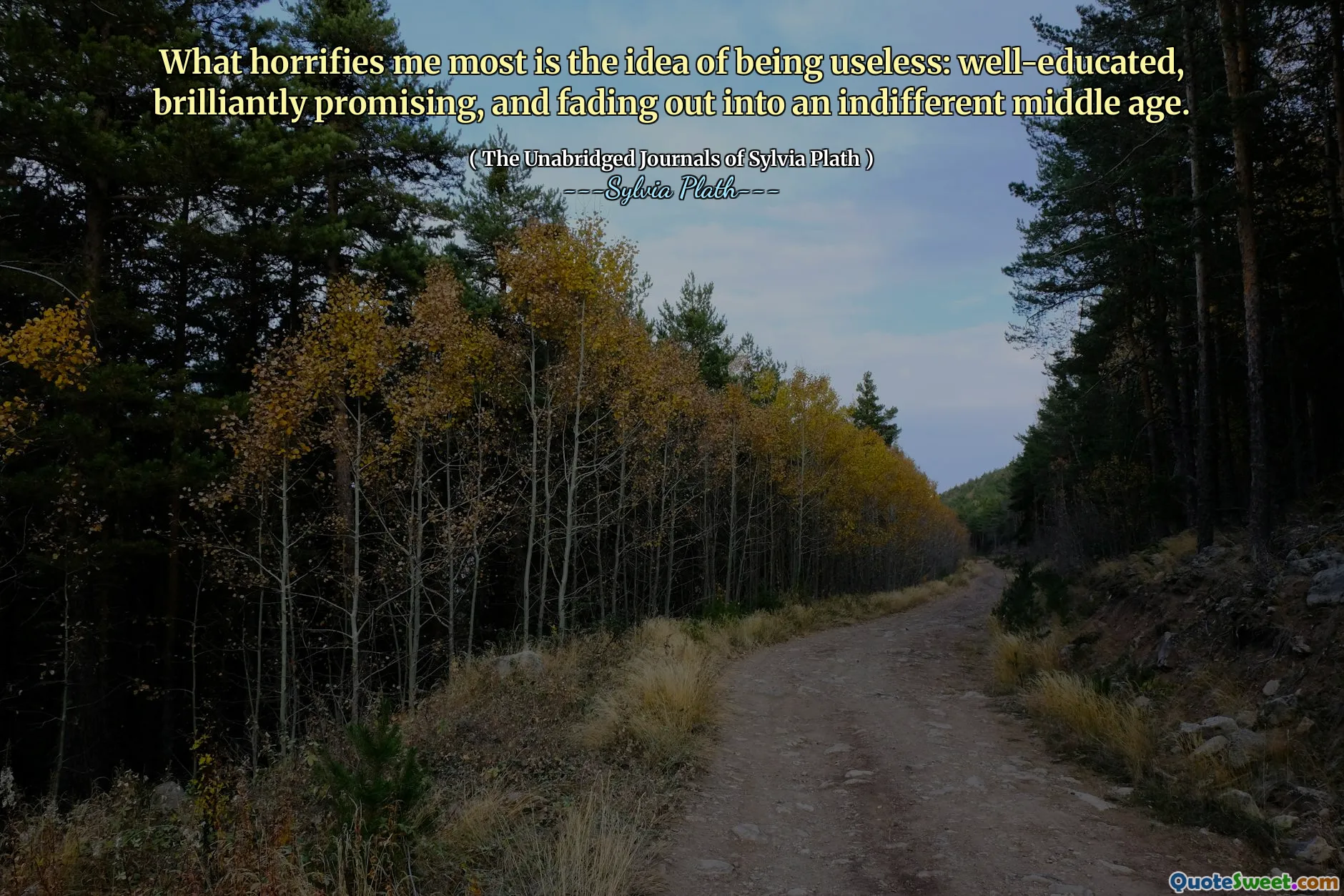 What horrifies me most is the idea of being useless: well-educated, brilliantly promising, and fading out into an indifferent middle age.