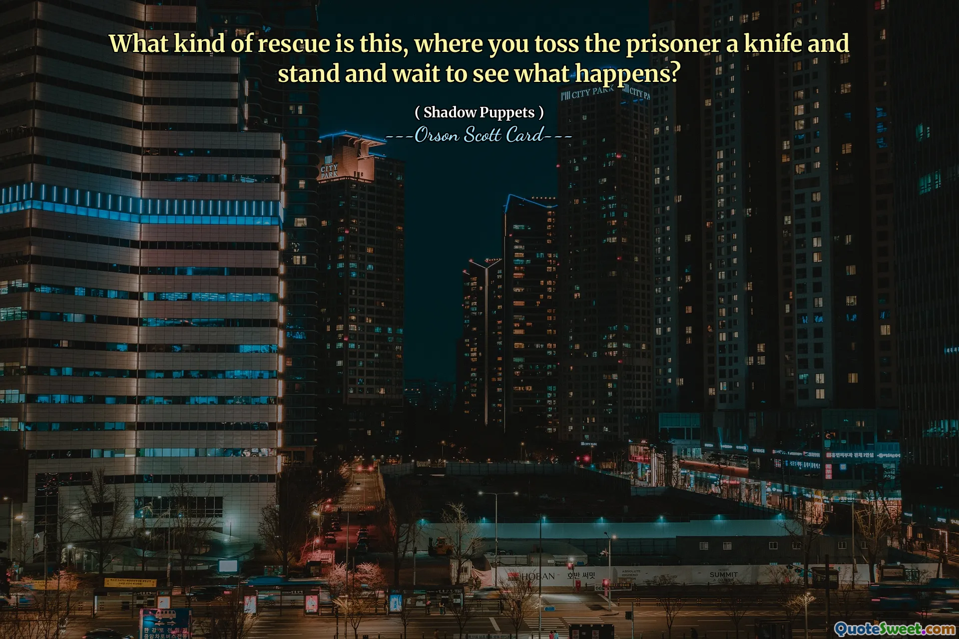 What kind of rescue is this, where you toss the prisoner a knife and stand and wait to see what happens?