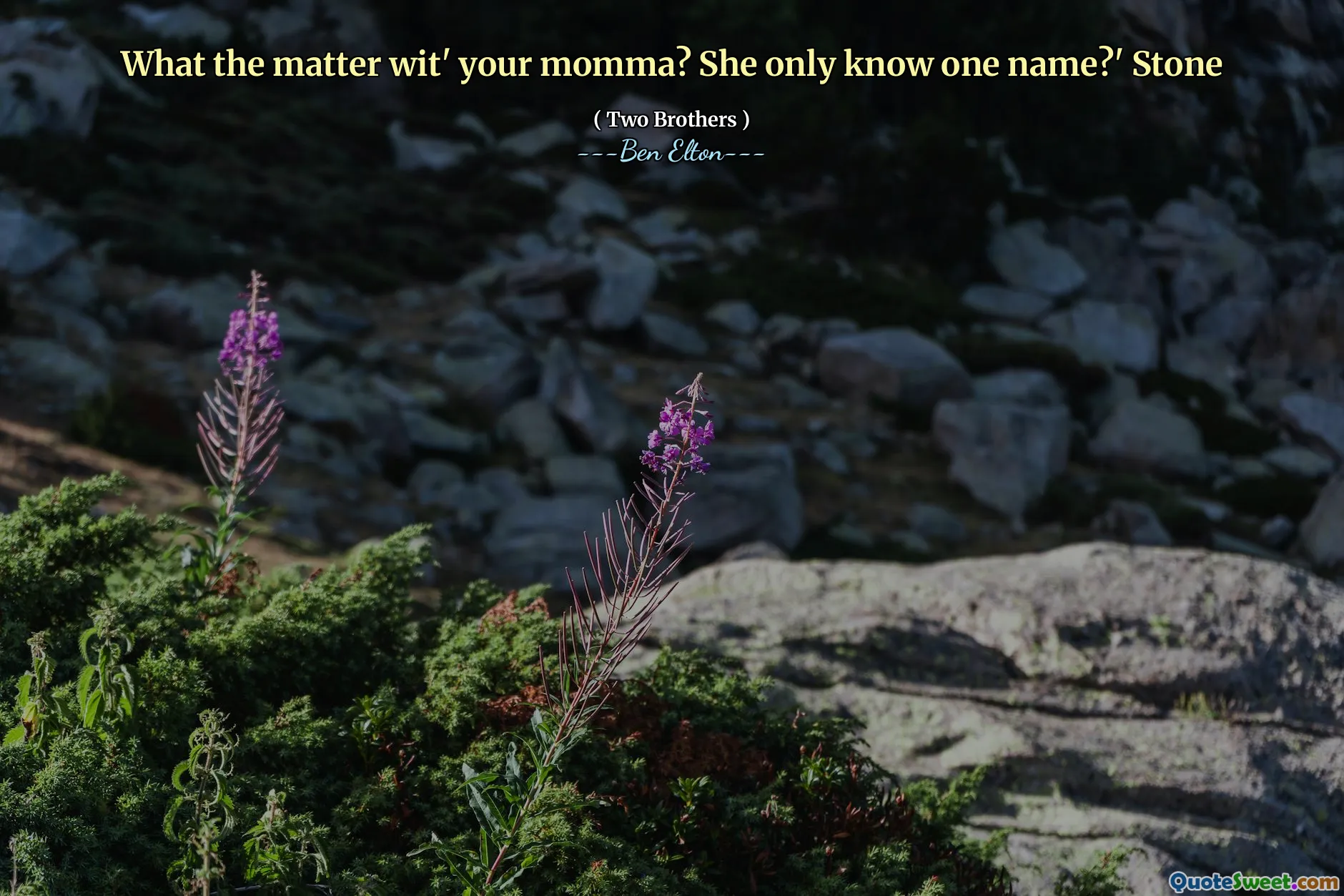 What the matter wit' your momma? She only know one name?' Stone