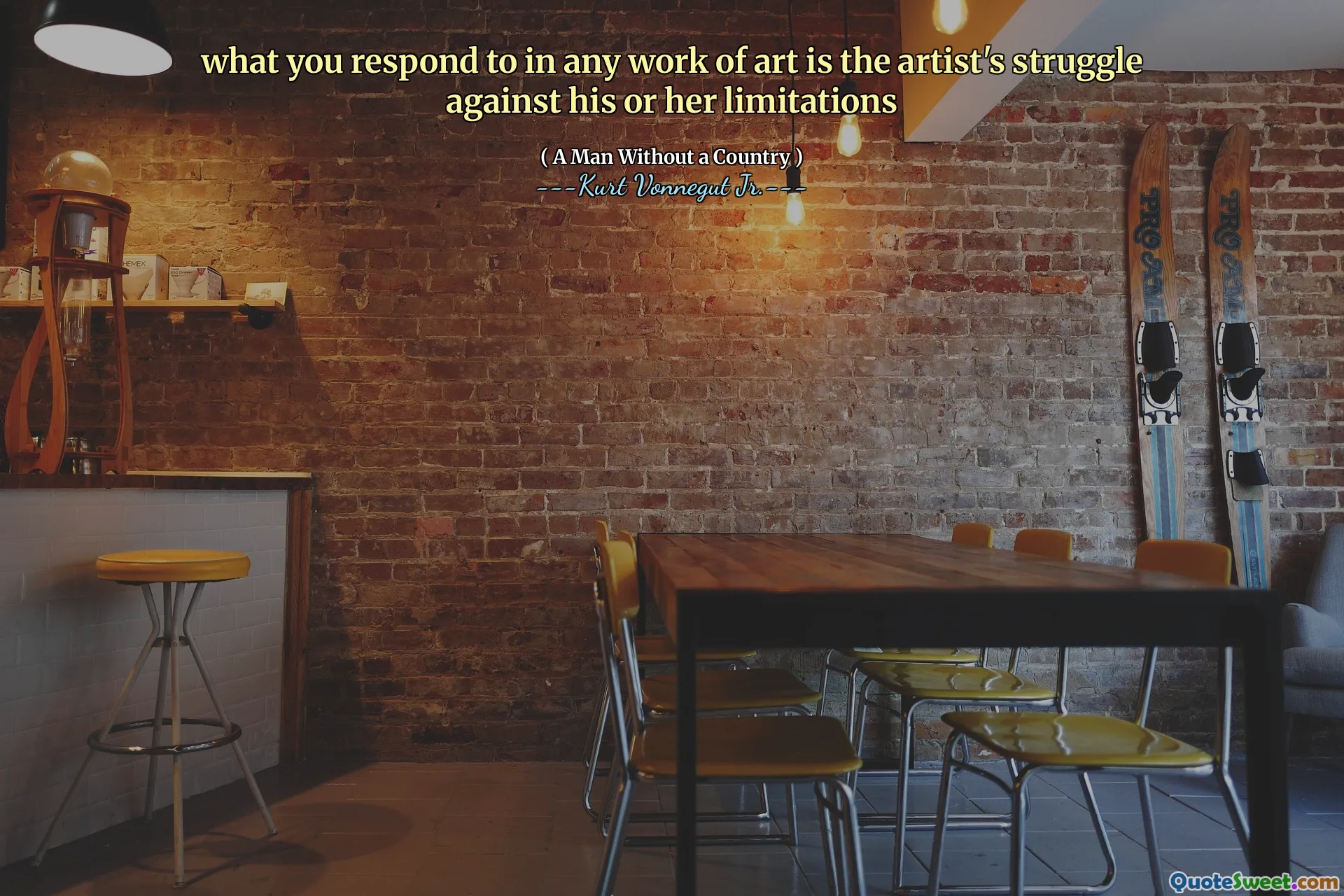 what you respond to in any work of art is the artist's struggle against his or her limitations
