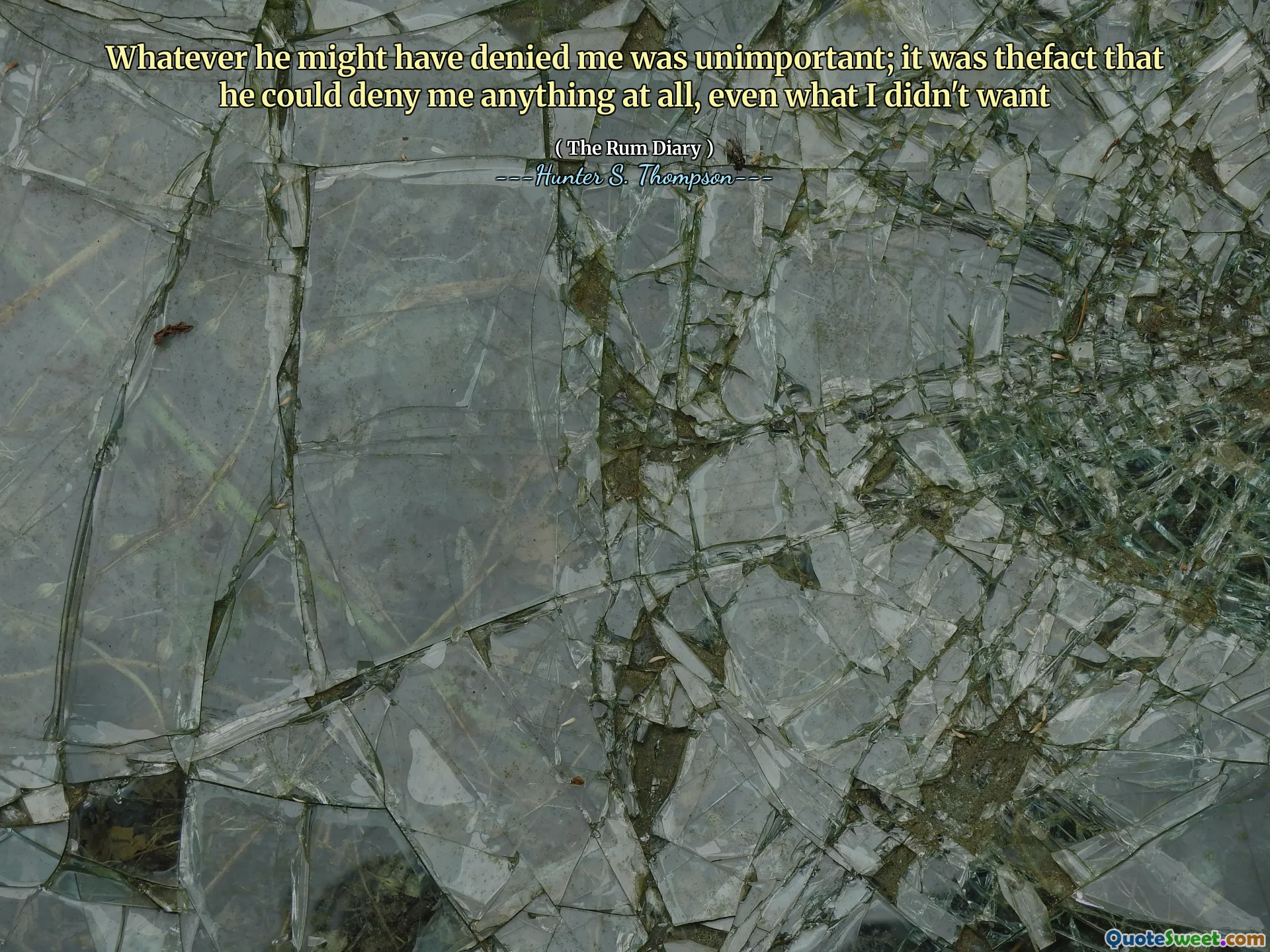 Cokolwiek mógł mi odmówić, było nieistotne; Był to fakt, że w ogóle mnie zaprzeczyłby, nawet tego, czego nie chciałem